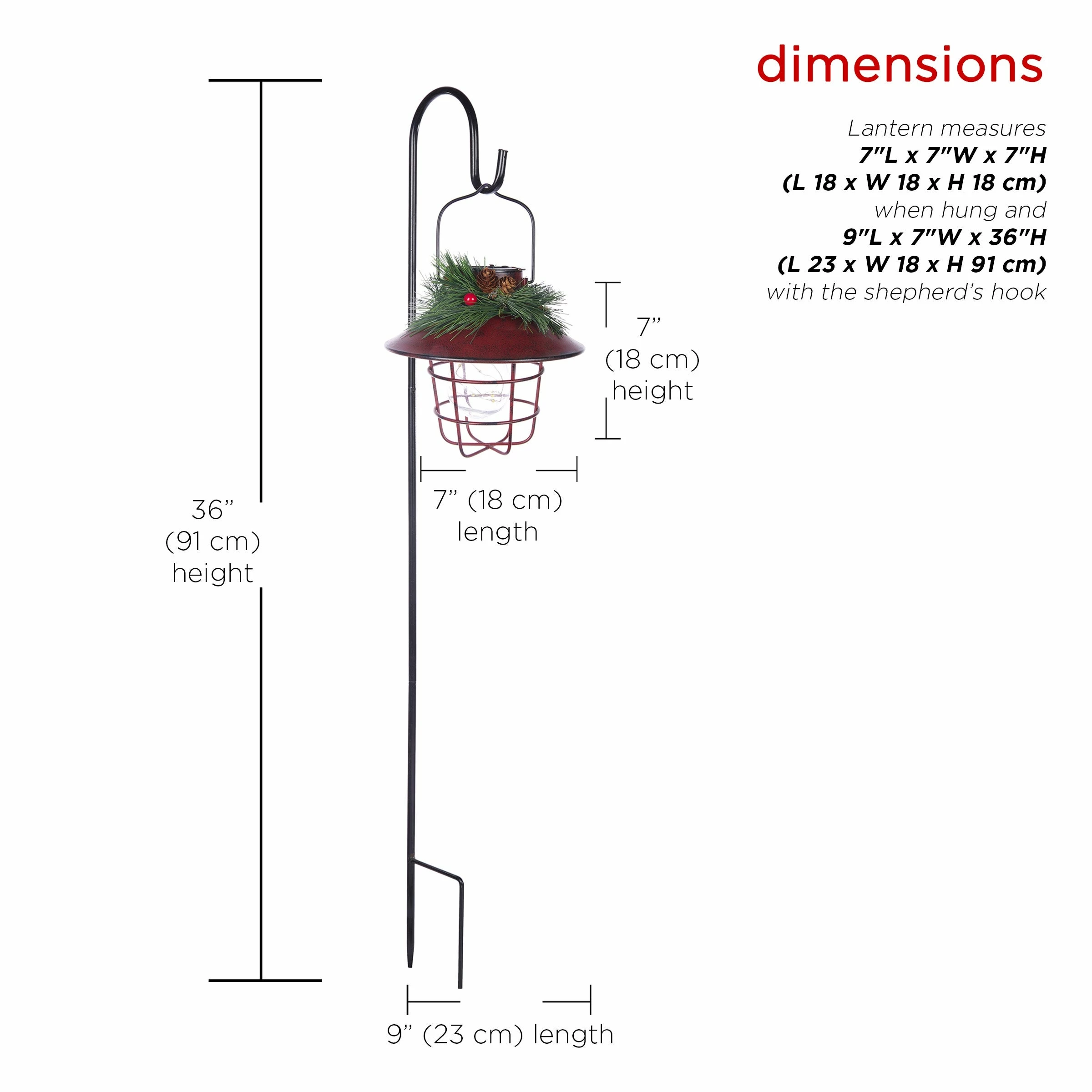 Wholesale π Alpine Corporation Metal Lantern With Shepherd's Hook And Solar Warm White LED Lights Red π₯ - Image 15