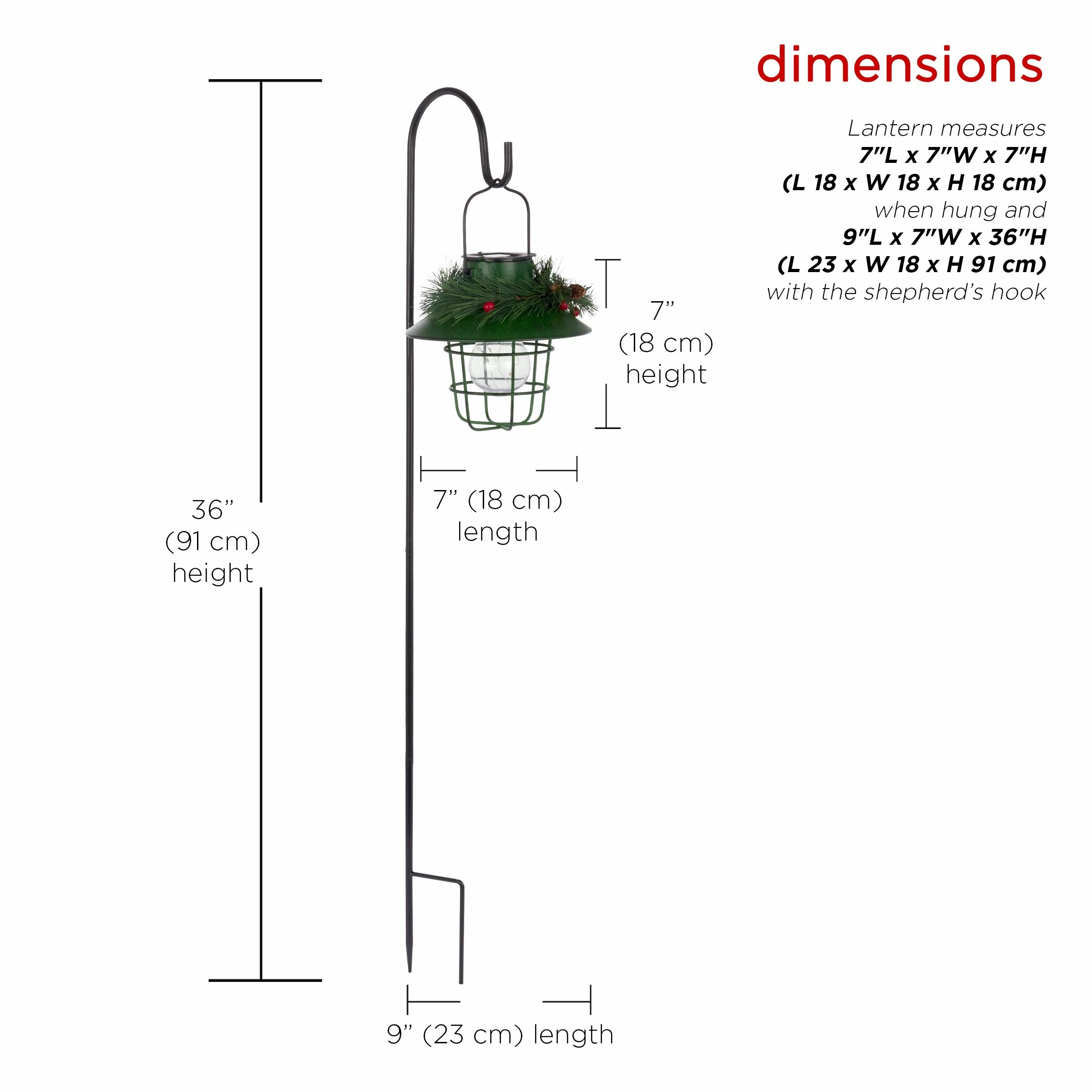 Wholesale π Alpine Corporation Metal Lantern With Shepherd's Hook And Solar Warm White LED Lights Red π₯ - Image 3