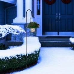 Wholesale π Alpine Corporation Metal Lantern With Shepherd's Hook And Solar Warm White LED Lights Red π₯