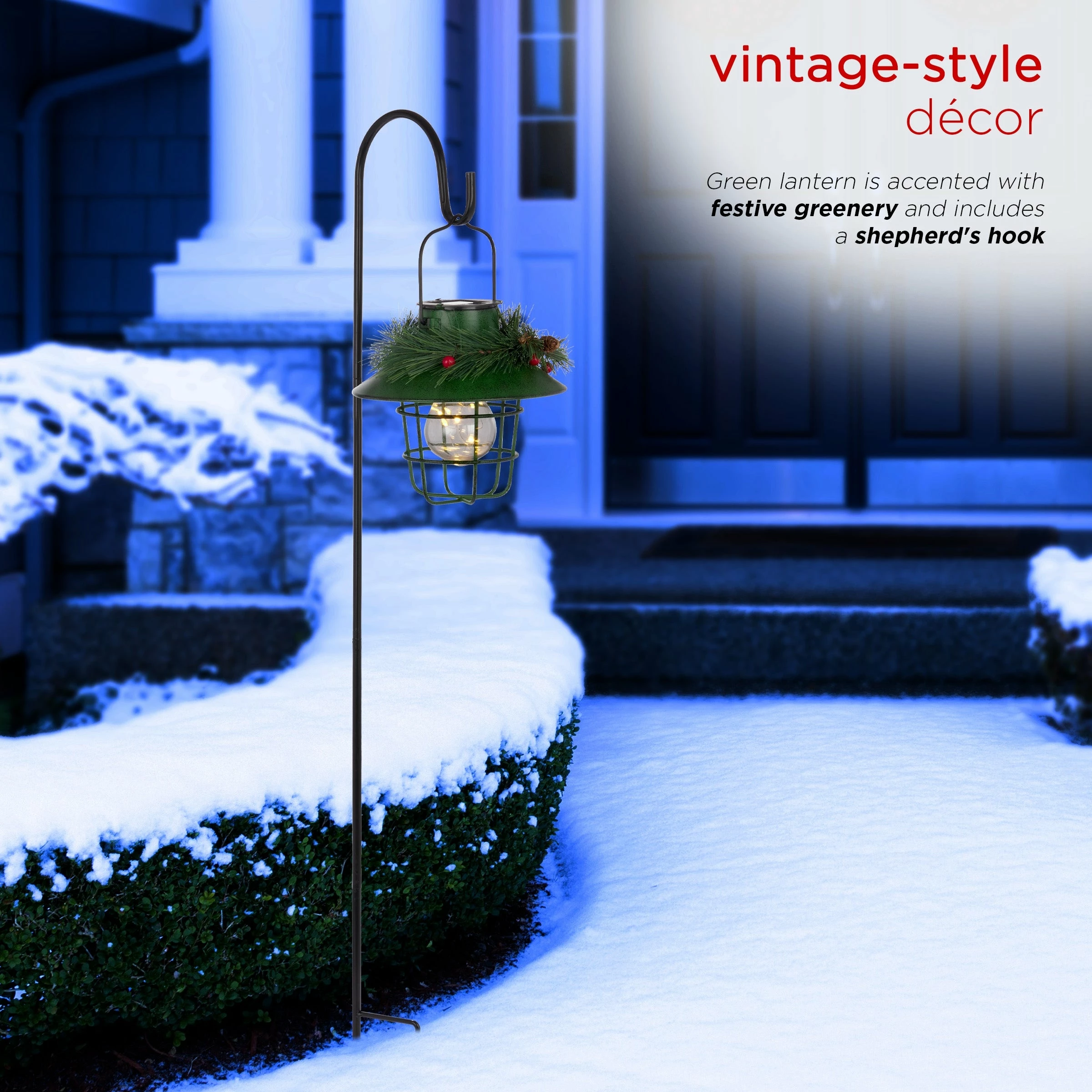 Wholesale π Alpine Corporation Metal Lantern With Shepherd's Hook And Solar Warm White LED Lights Red π₯ - Image 4