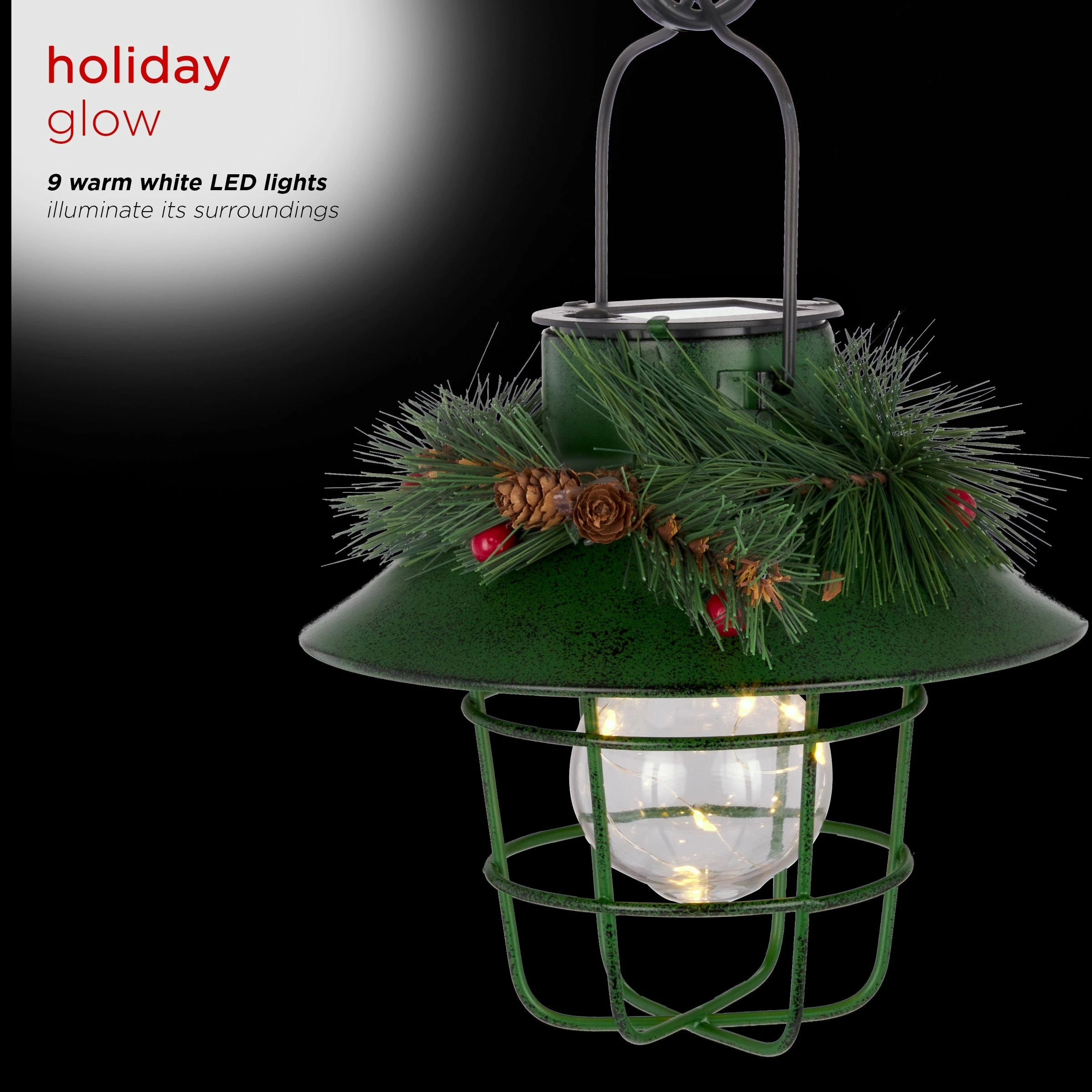 Wholesale π Alpine Corporation Metal Lantern With Shepherd's Hook And Solar Warm White LED Lights Red π₯ - Image 5