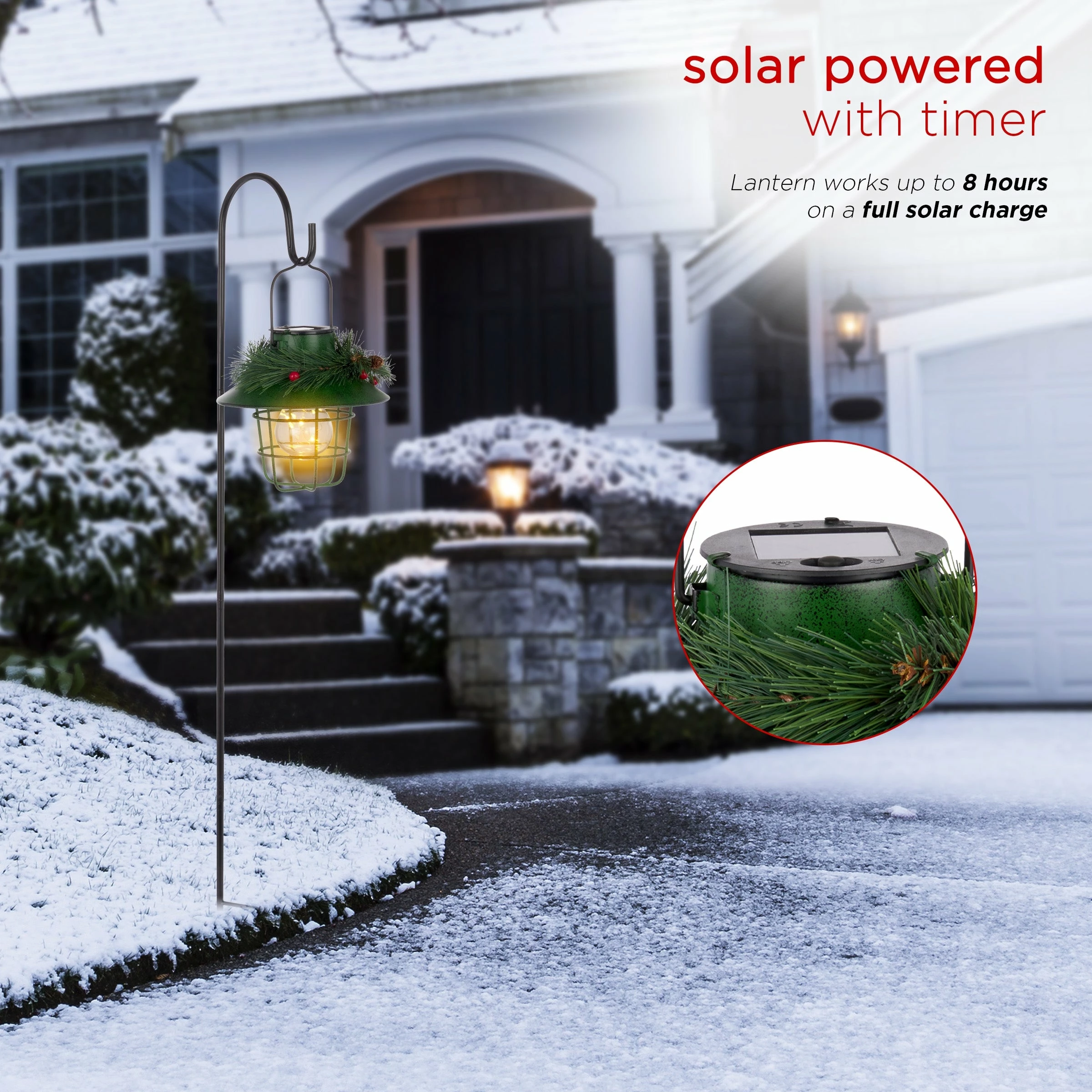 Wholesale π Alpine Corporation Metal Lantern With Shepherd's Hook And Solar Warm White LED Lights Red π₯ - Image 6