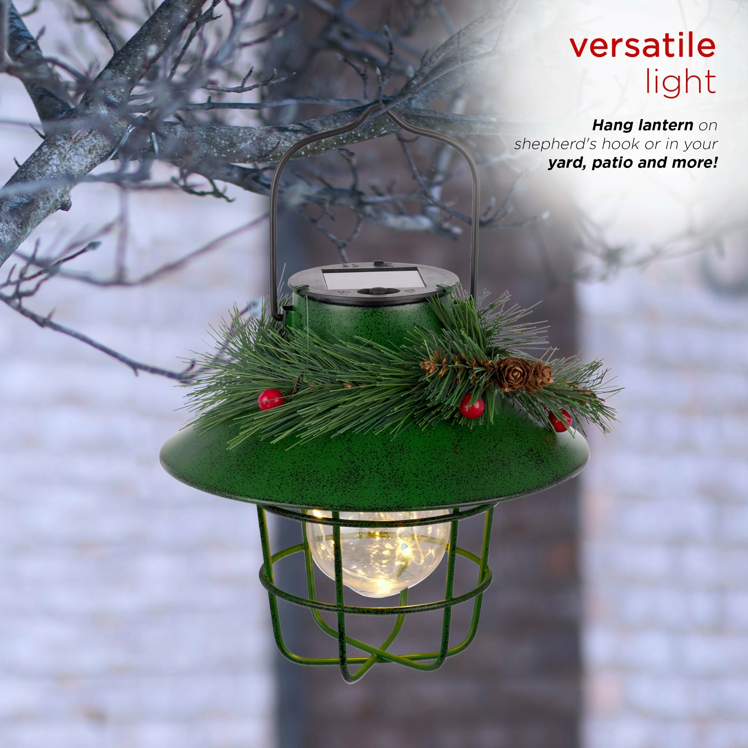 Wholesale π Alpine Corporation Metal Lantern With Shepherd's Hook And Solar Warm White LED Lights Red π₯ - Image 7