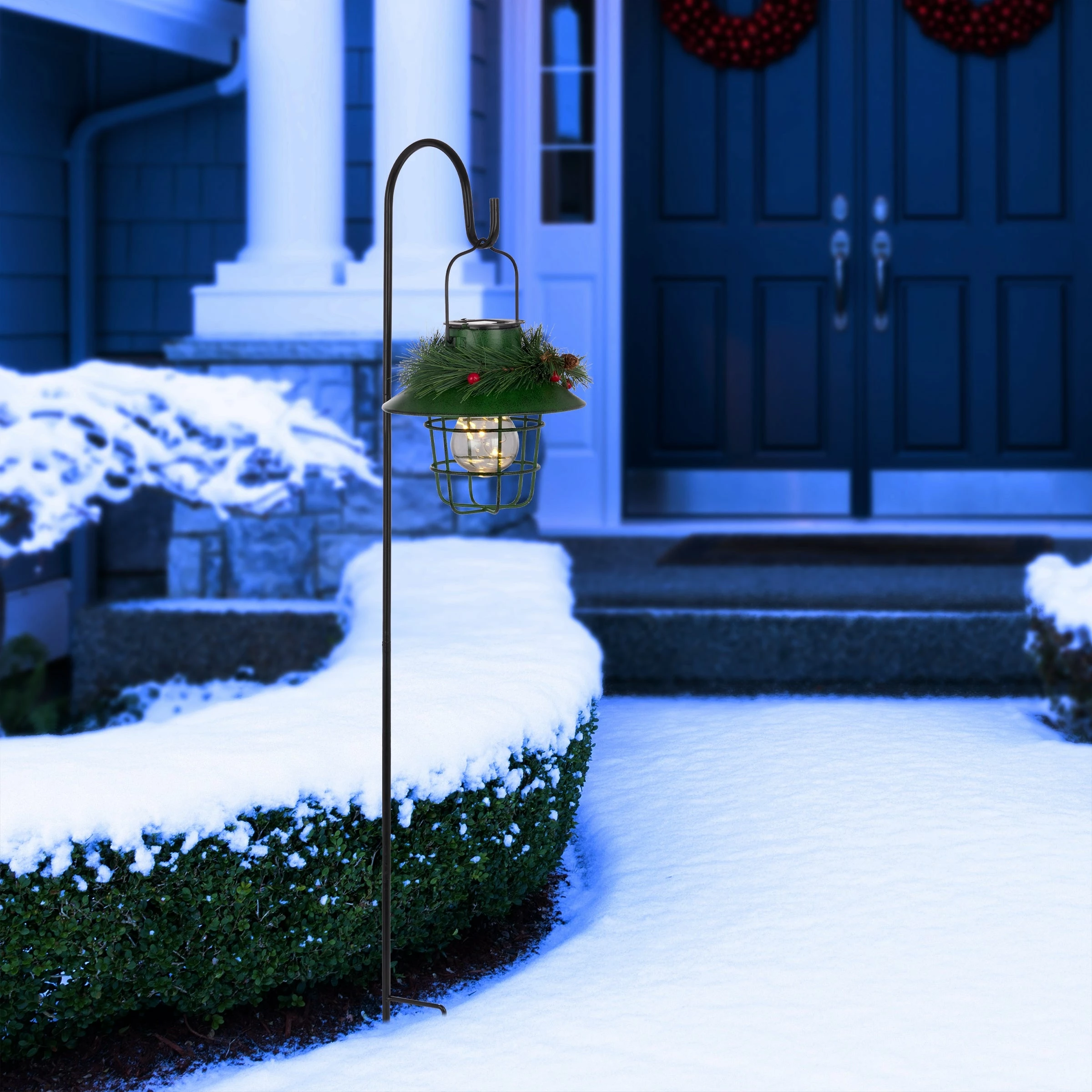 Wholesale π Alpine Corporation Metal Lantern With Shepherd's Hook And Solar Warm White LED Lights Red π₯