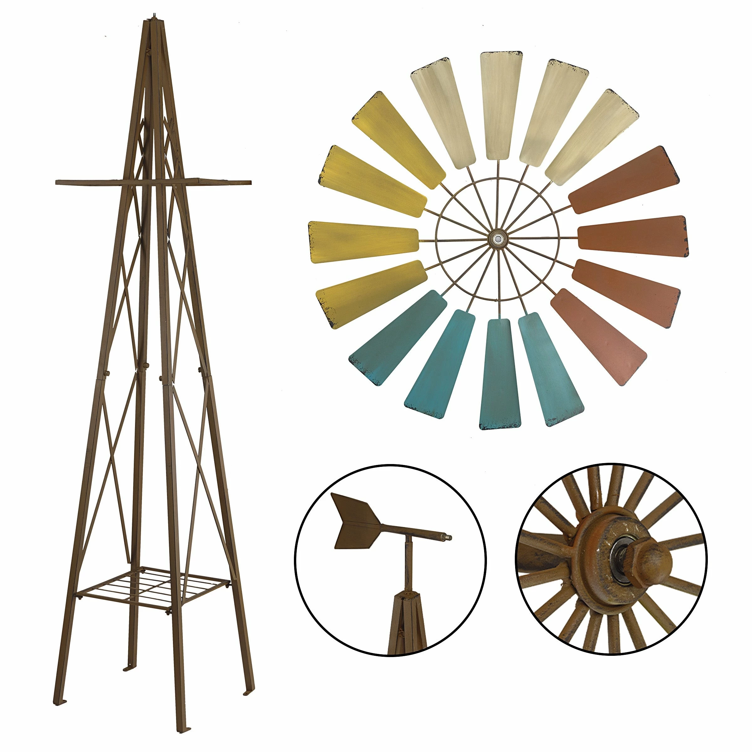 Best deal ⌛ Alpine Corporation 92" Tall Outdoor Metal Windmill Spinner Garden Stake And Plant Stand Yard Decoration, Multicolor ✨ 13 Best deal ⌛ Alpine Corporation 92" Tall Outdoor Metal Windmill Spinner Garden Stake And Plant Stand Yard Decoration, Multicolor ✨ - Image 11