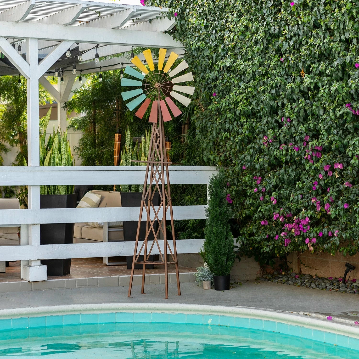 Best deal ⌛ Alpine Corporation 92" Tall Outdoor Metal Windmill Spinner Garden Stake And Plant Stand Yard Decoration, Multicolor ✨ 3 Best deal ⌛ Alpine Corporation 92" Tall Outdoor Metal Windmill Spinner Garden Stake And Plant Stand Yard Decoration, Multicolor ✨