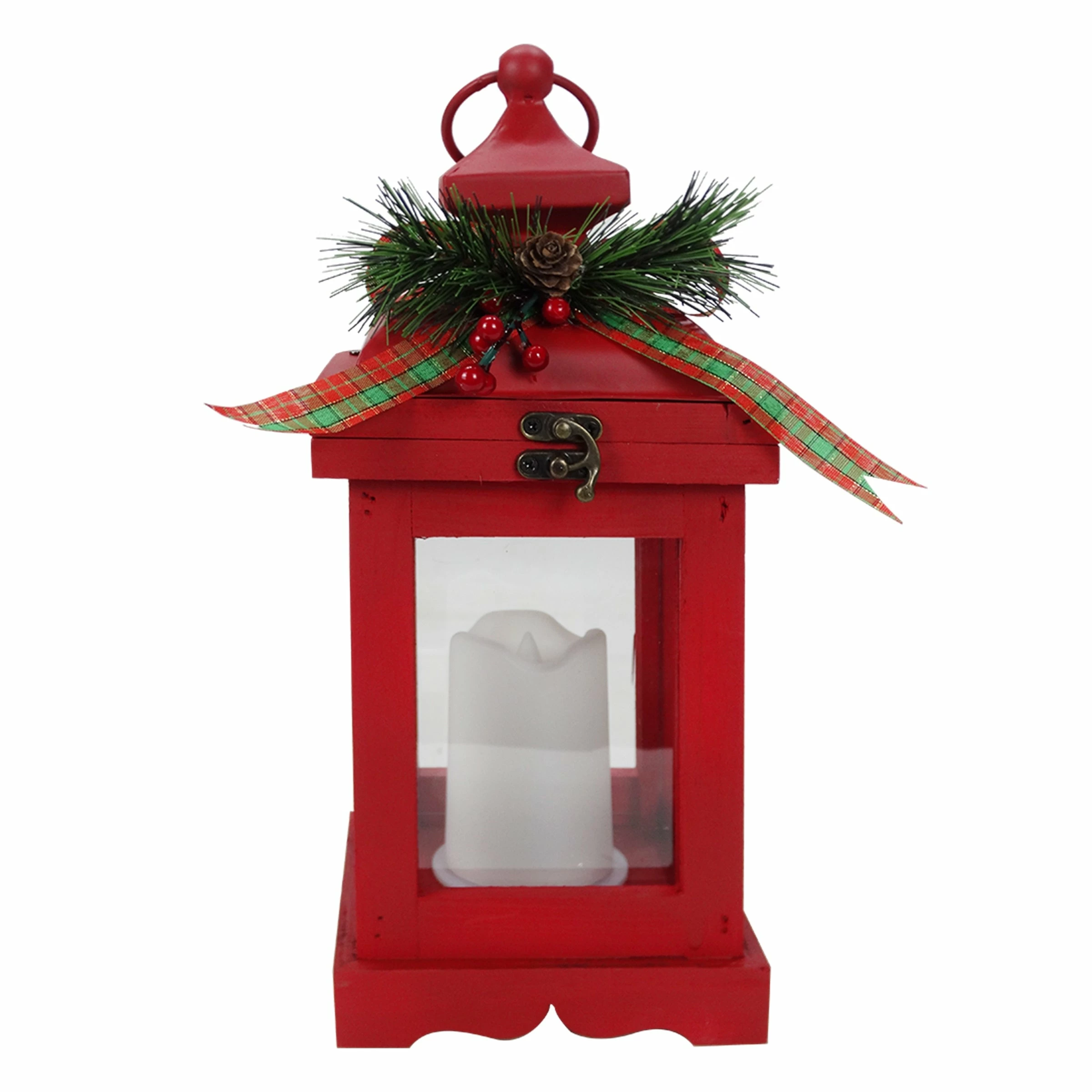 Cheap 𧨠Alpine Corporation Metal And Glass Lantern With Warm LED Light Faux Candle Red π - Image 2