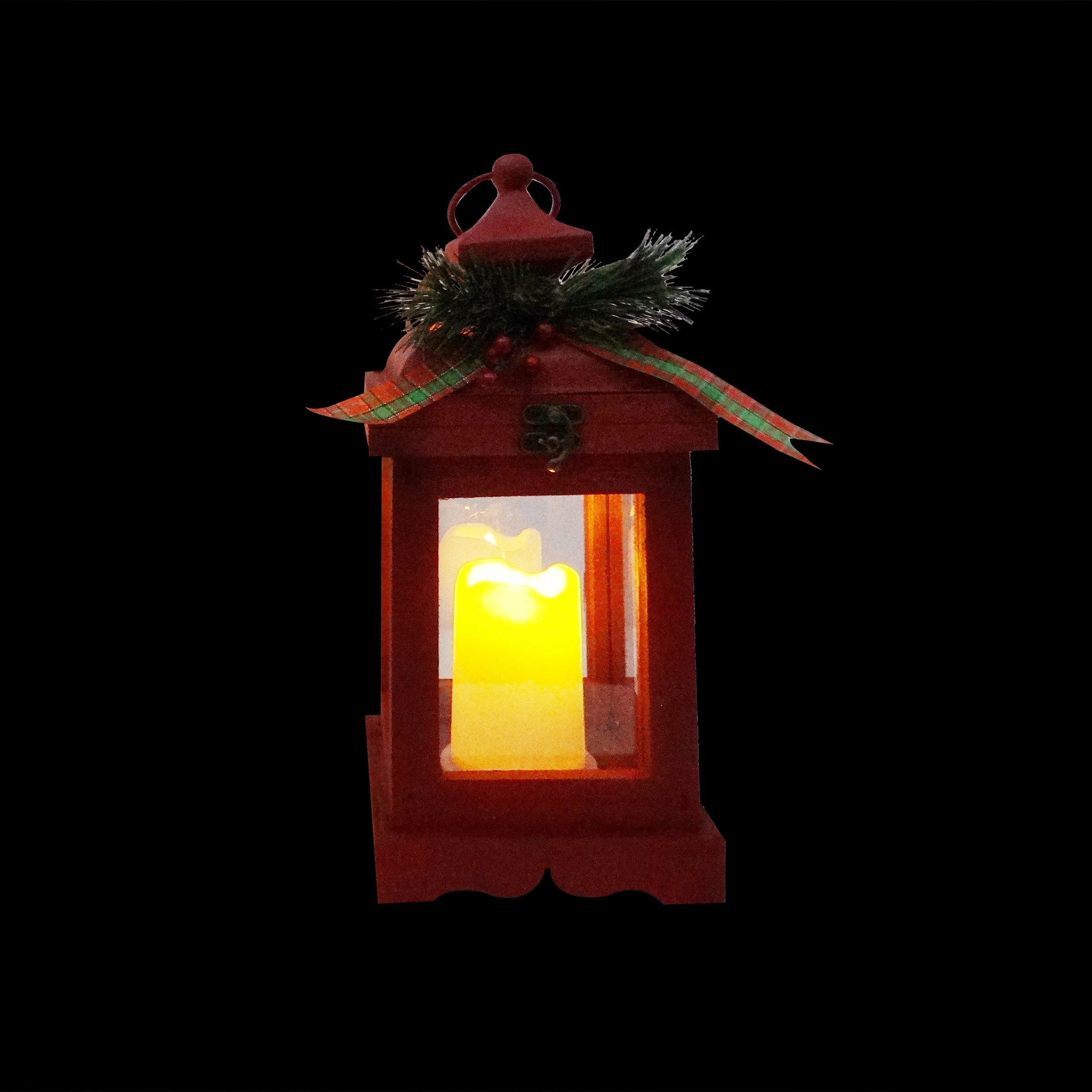 Cheap 𧨠Alpine Corporation Metal And Glass Lantern With Warm LED Light Faux Candle Red π - Image 3