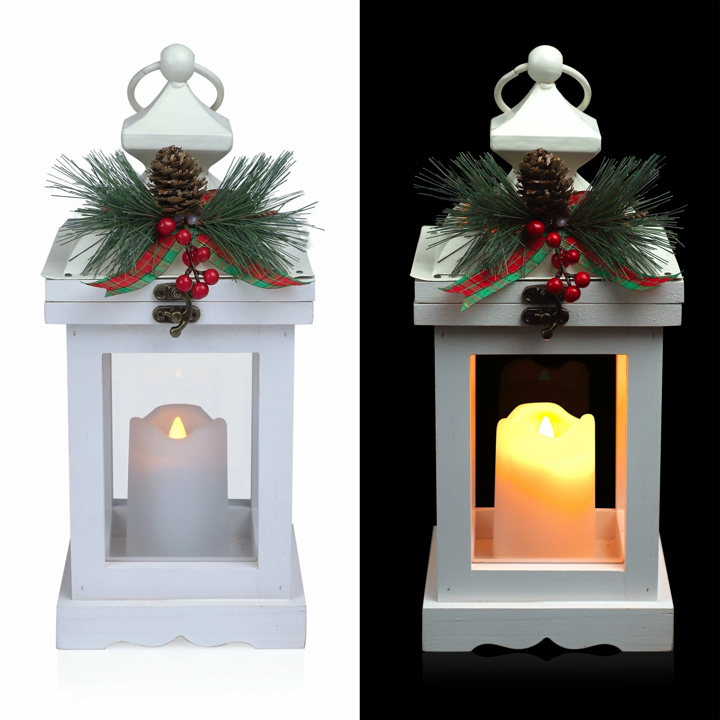 Cheap 𧨠Alpine Corporation Metal And Glass Lantern With Warm LED Light Faux Candle Red π - Image 5