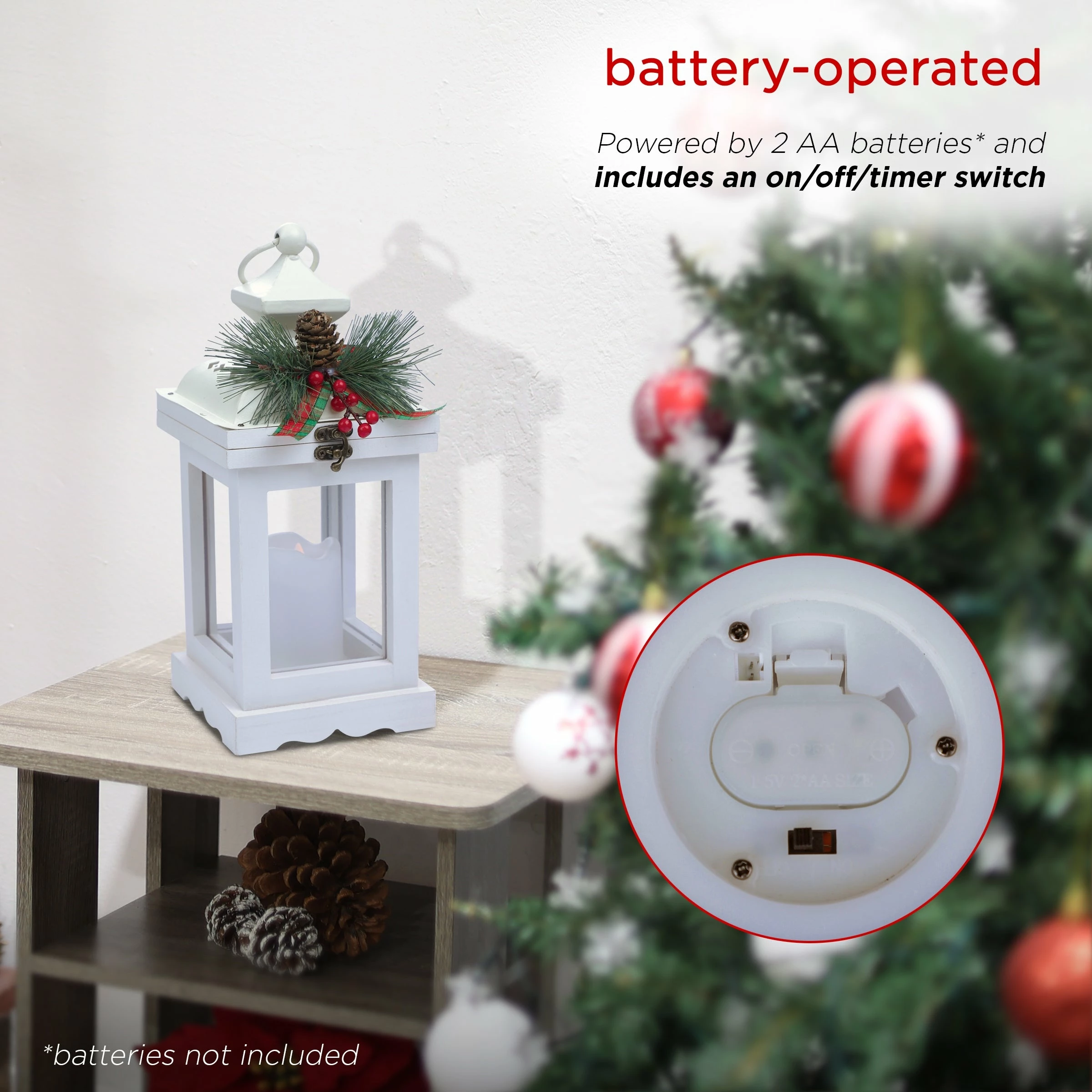 Cheap 𧨠Alpine Corporation Metal And Glass Lantern With Warm LED Light Faux Candle Red π - Image 9