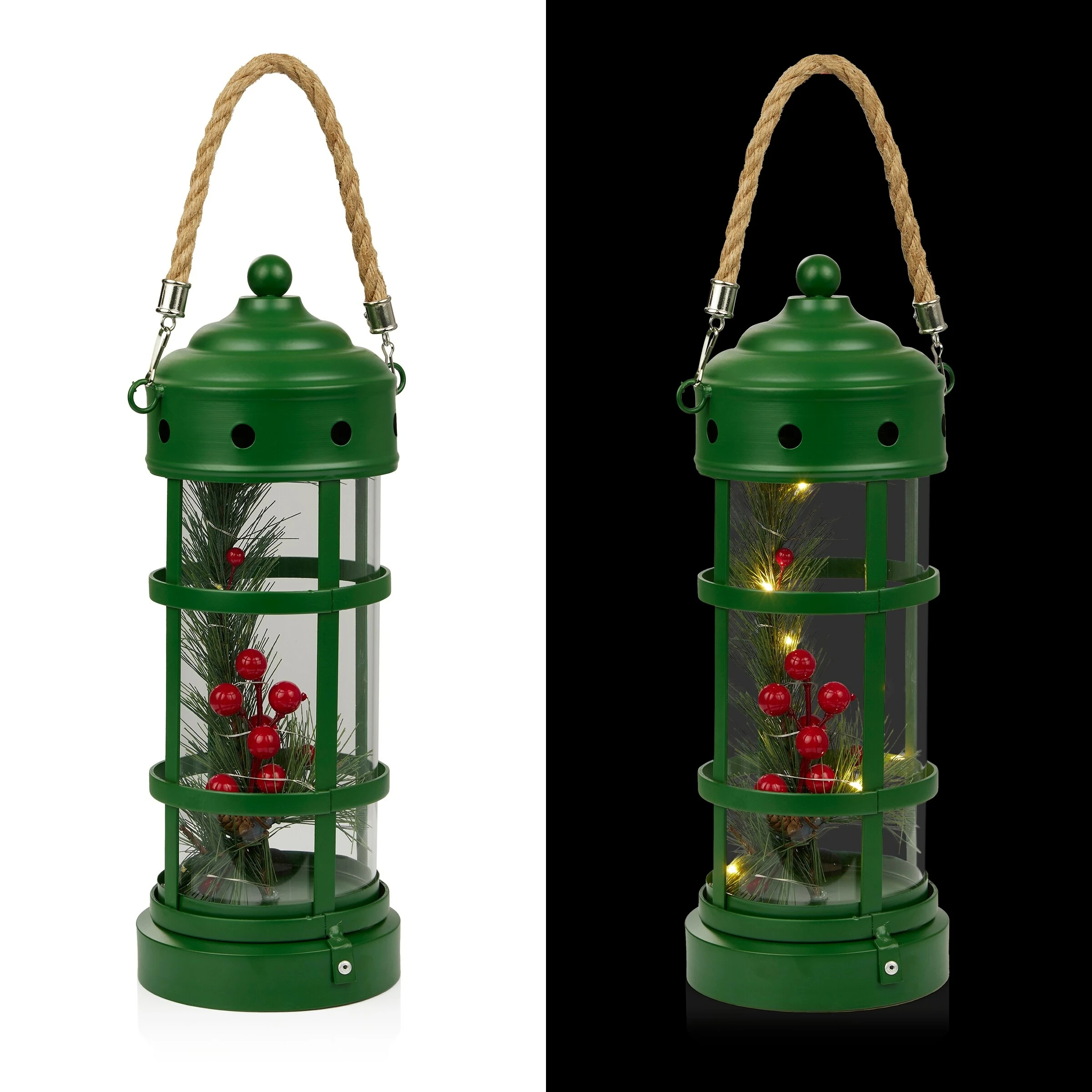 Budget π€© Alpine Corporation Metal And Glass Lantern With Warm White LED Lights Red π₯° - Image 2