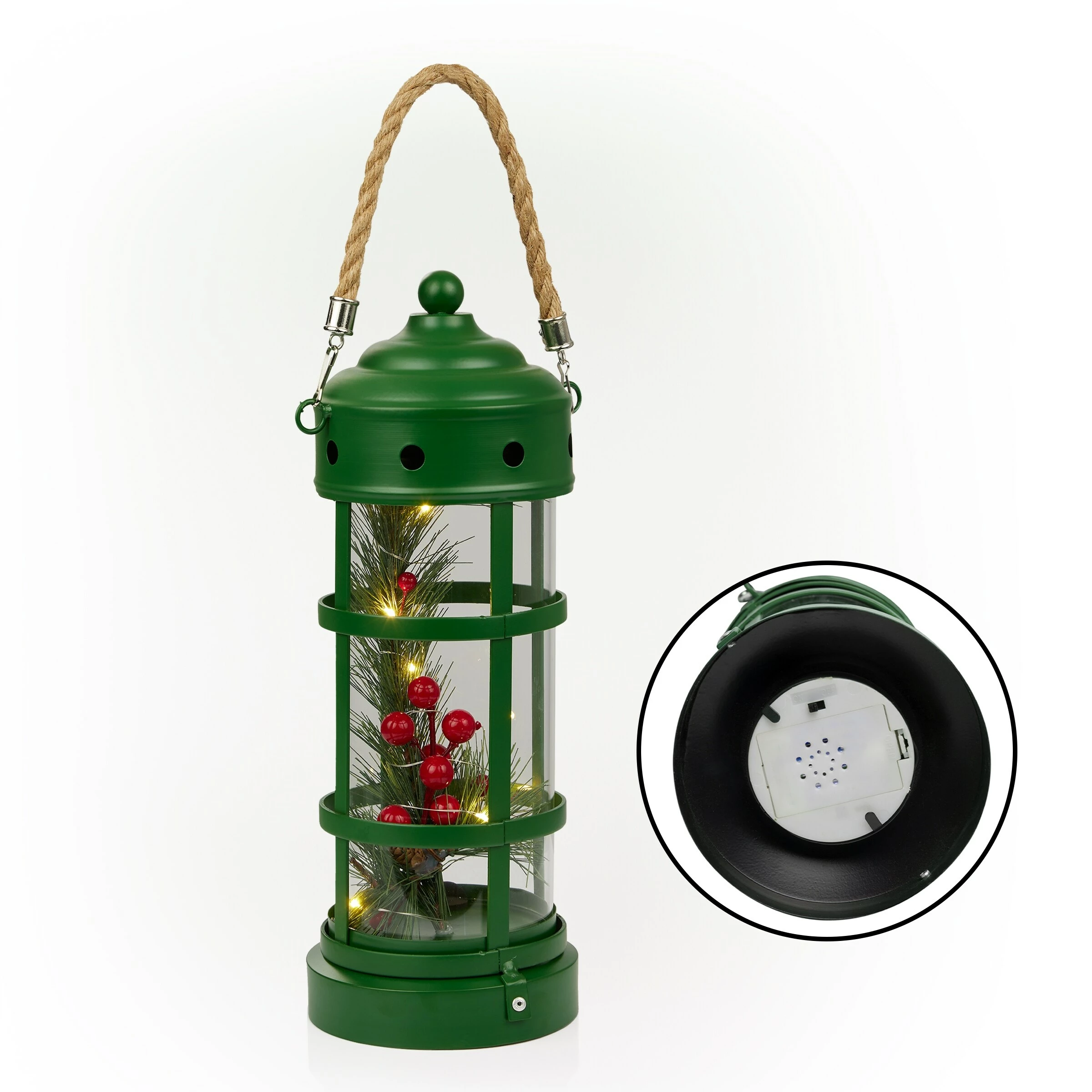 Budget π€© Alpine Corporation Metal And Glass Lantern With Warm White LED Lights Red π₯° - Image 11