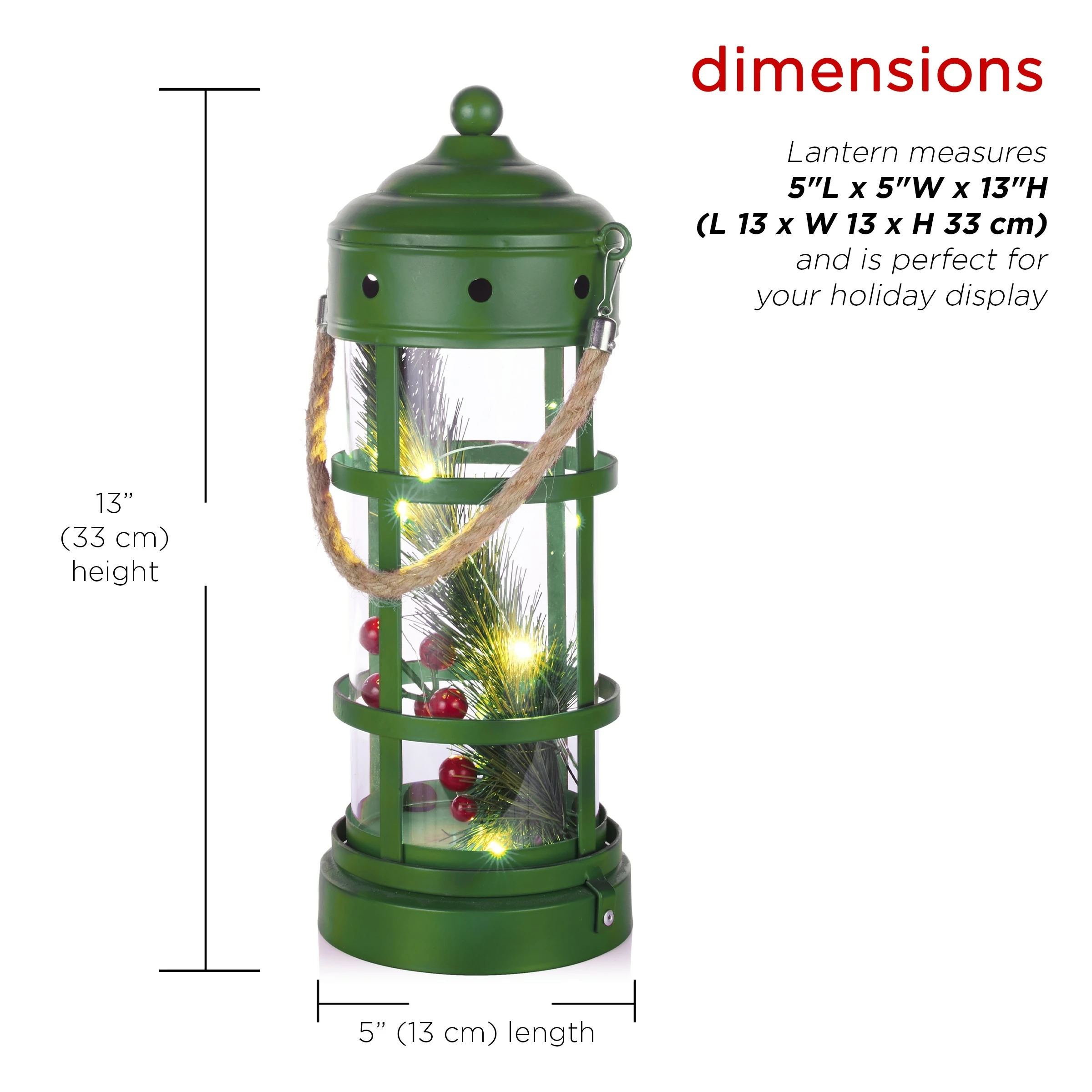 Budget π€© Alpine Corporation Metal And Glass Lantern With Warm White LED Lights Red π₯° - Image 3