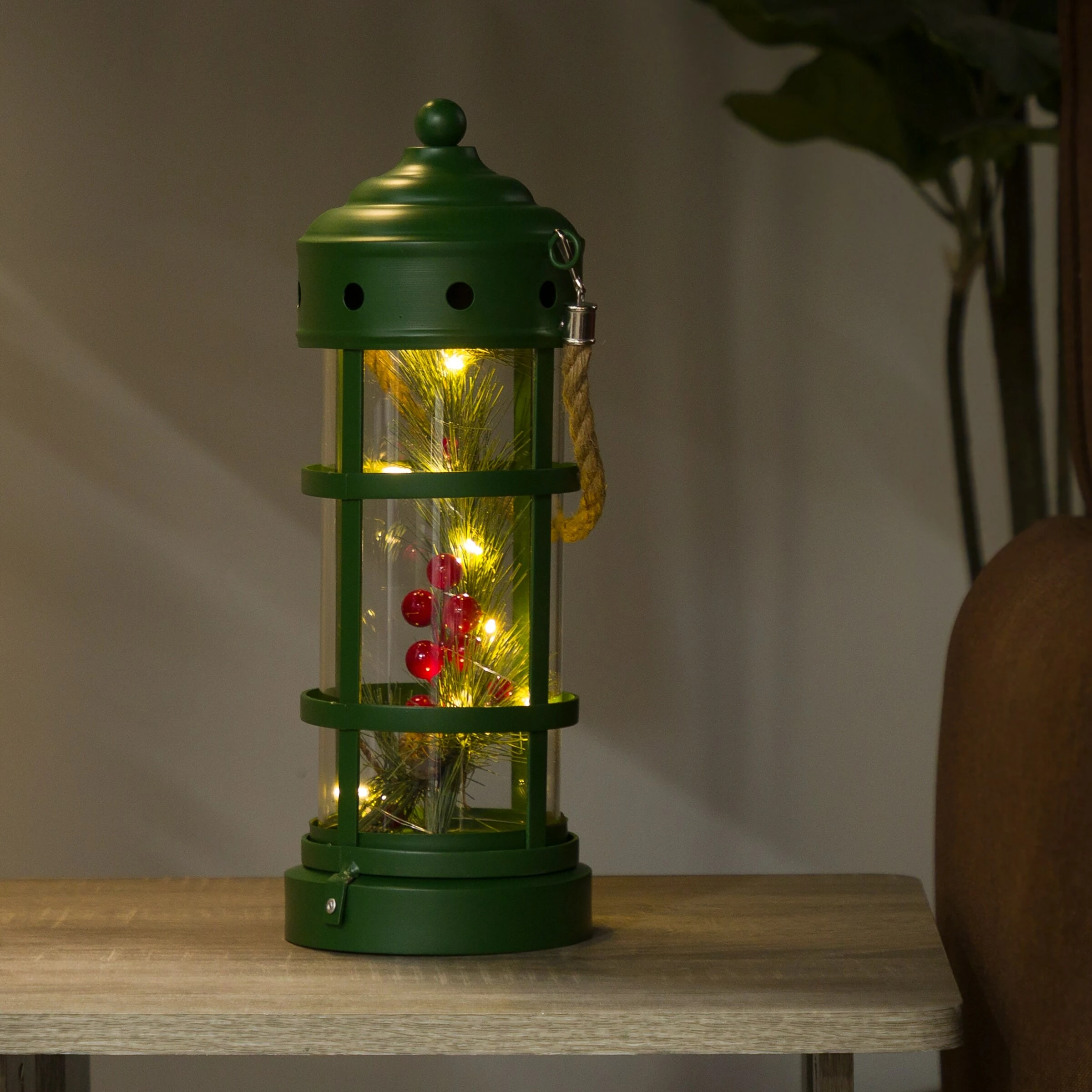 Budget π€© Alpine Corporation Metal And Glass Lantern With Warm White LED Lights Red π₯° - Image 8