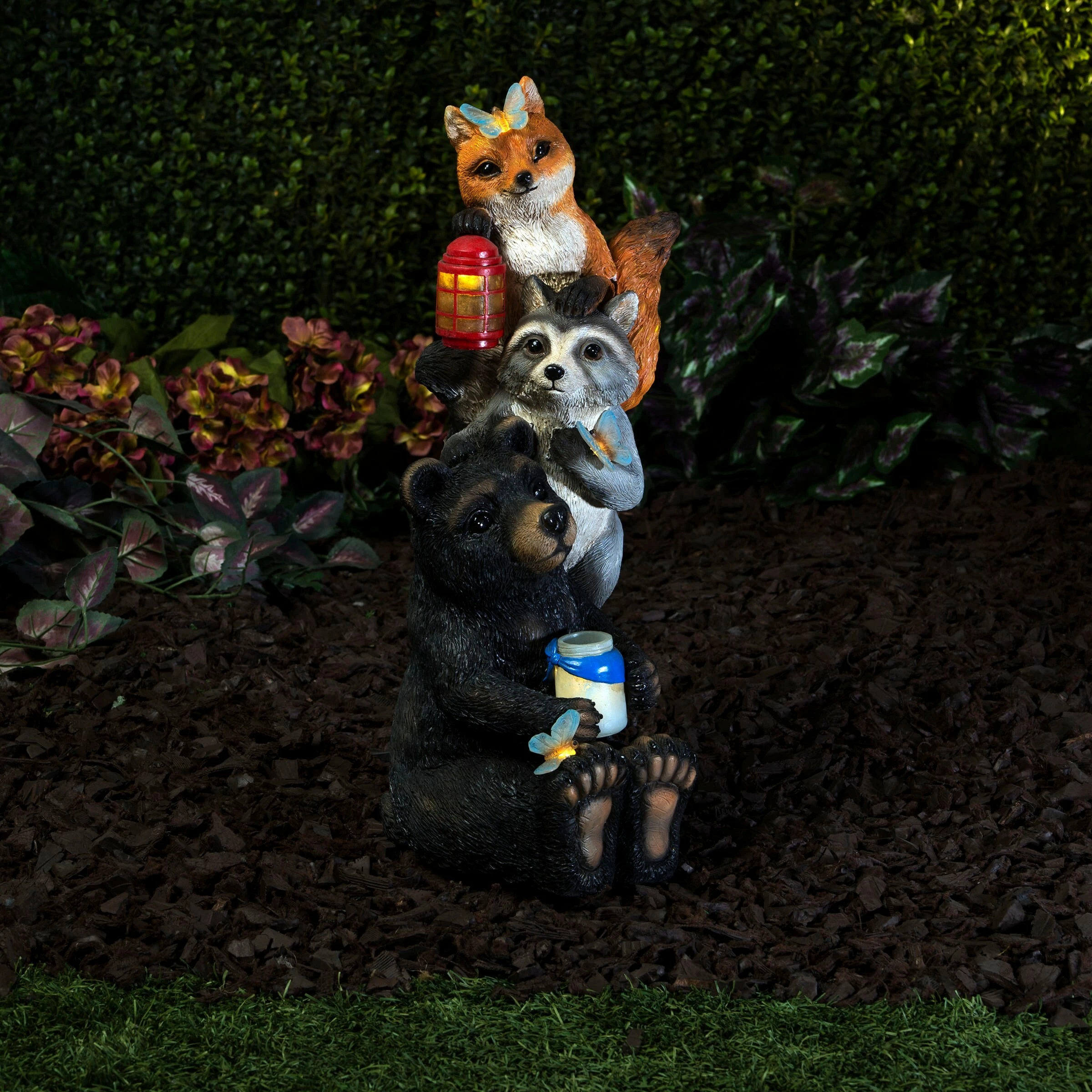 Cheap π Alpine Corporation 19" Tall Outdoor Solar Powered Animal Friends Statue With LED Lights, Multicolor π - Image 14