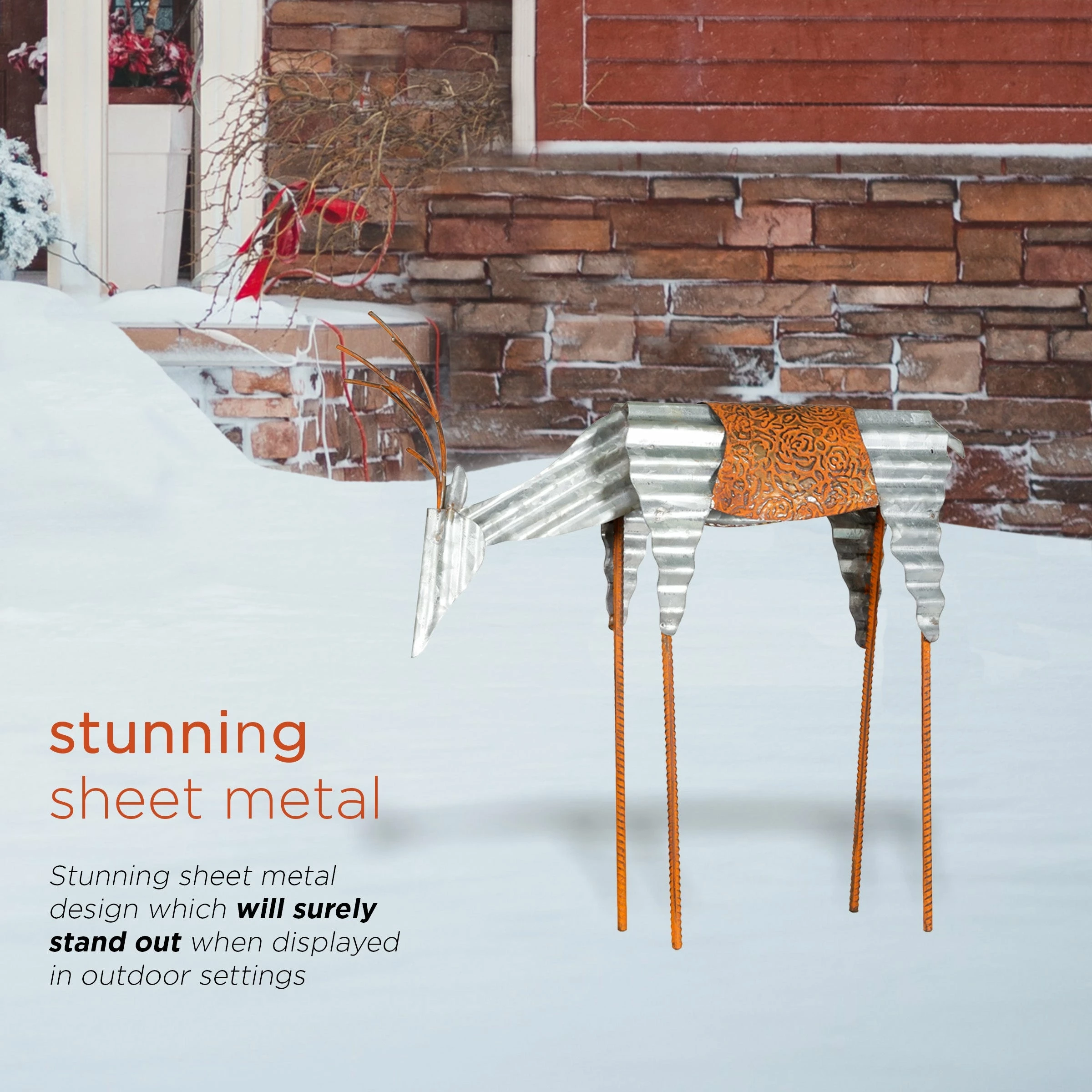 Wholesale π₯ Alpine Corporation Outdoor Metal Rustic Reindeer Lawn π Christmas Holiday Decoration - Silver βοΈ - Image 5