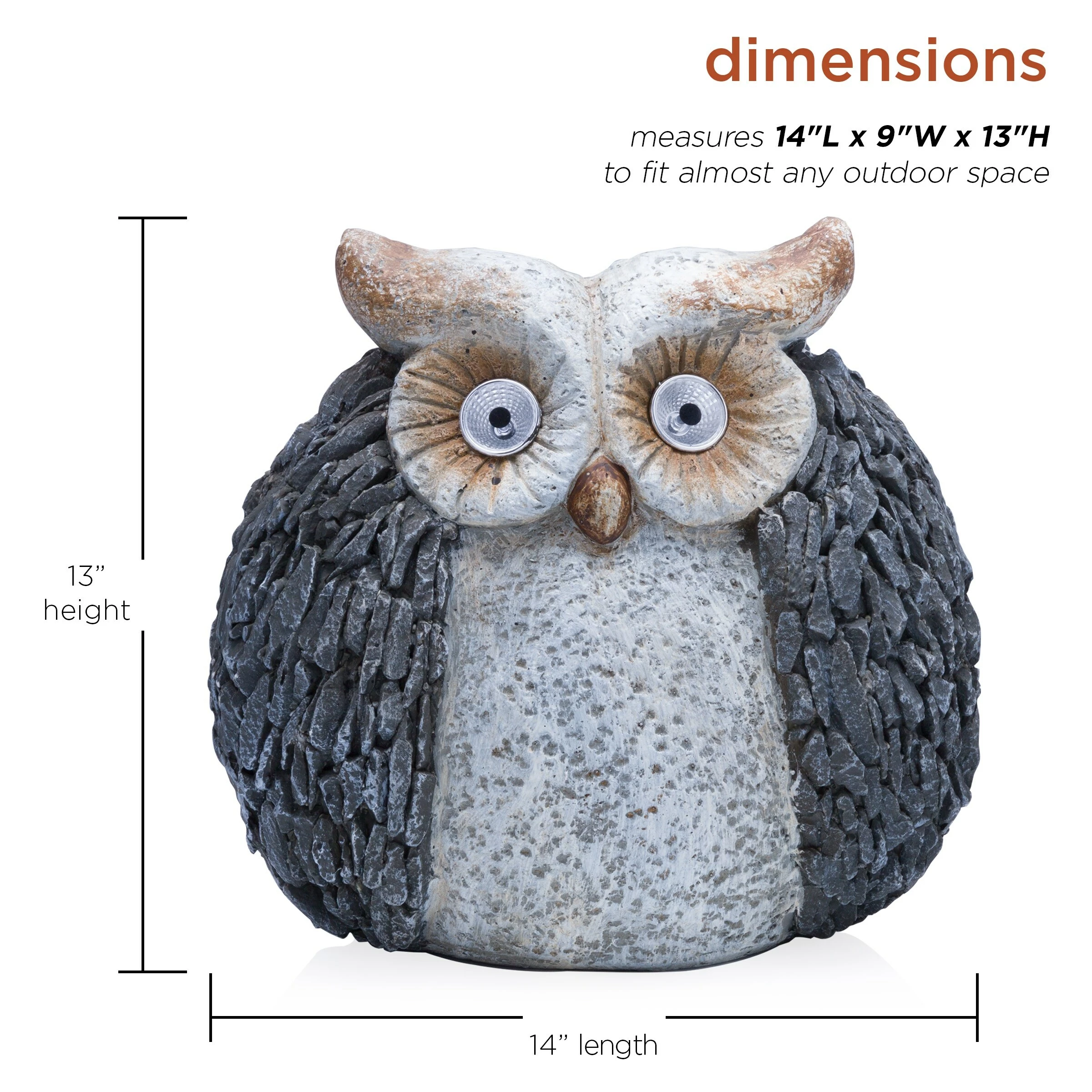 Discount π Alpine Corporation 13" Tall Outdoor Solar Powered Owl Yard Statue With LED Lights π - Image 3