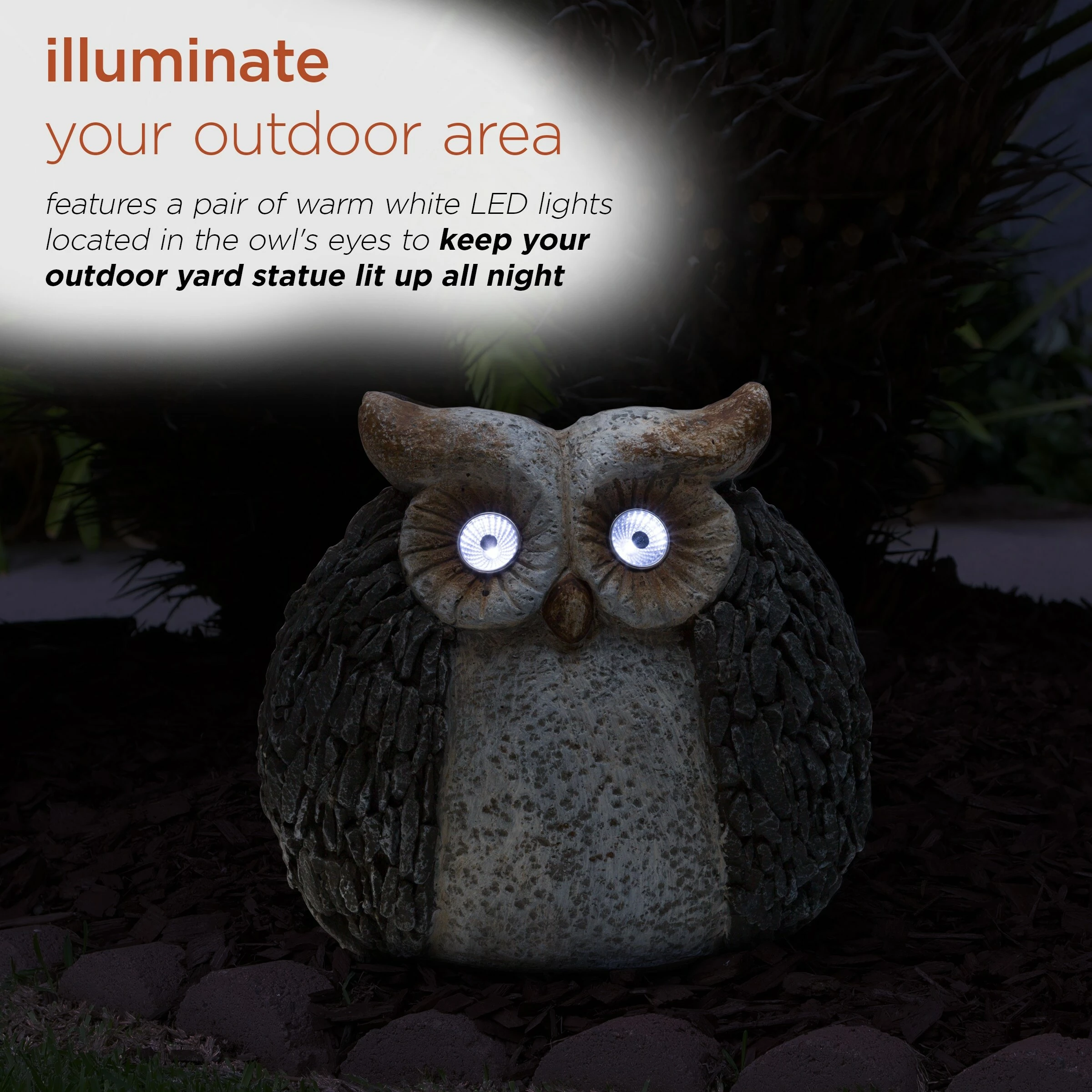 Discount π Alpine Corporation 13" Tall Outdoor Solar Powered Owl Yard Statue With LED Lights π - Image 5