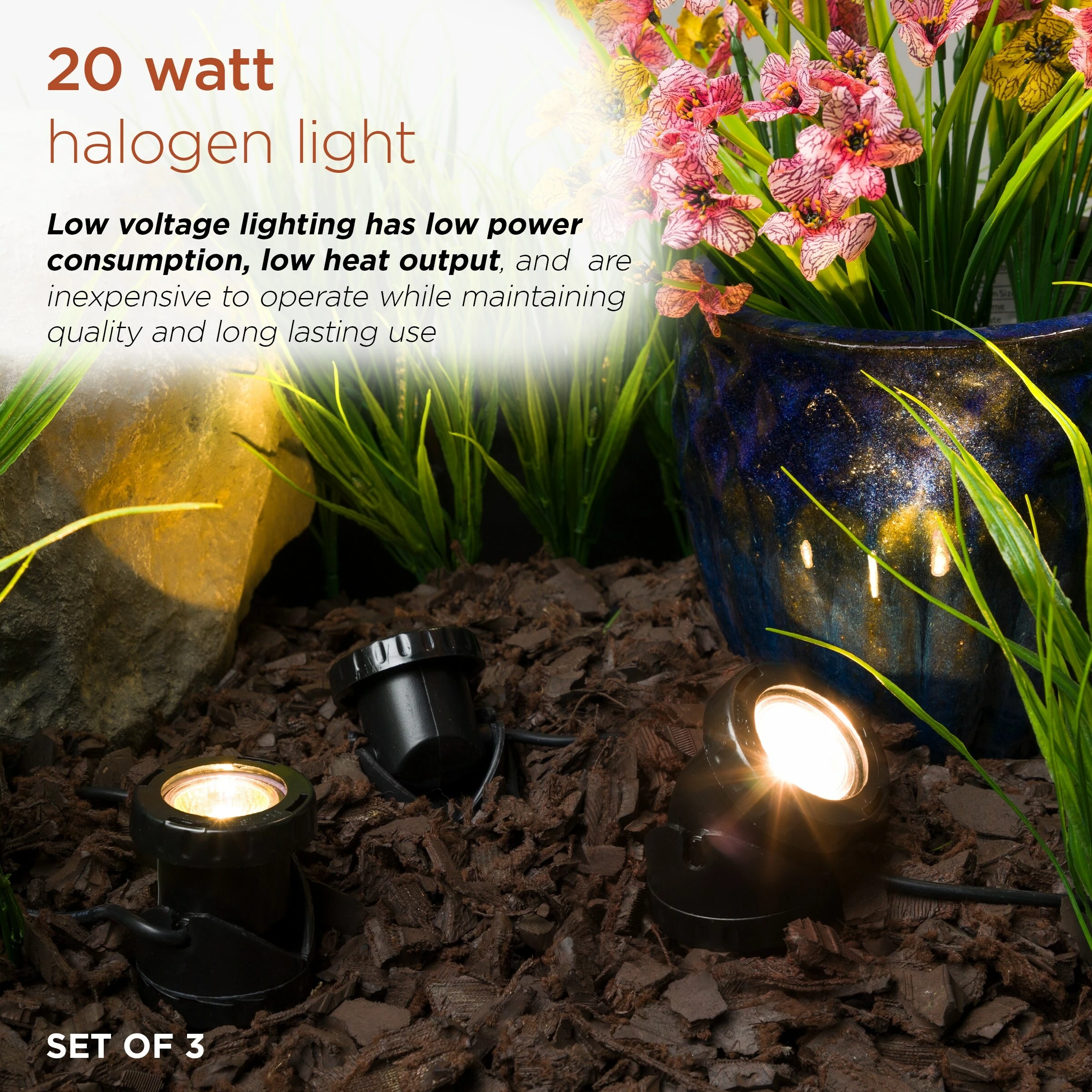 Cheapest β Alpine Corporation Power Beam Set Of 3 Indoor/Outdoor 20 Watt Halogen Lights With Transformer π - Image 6