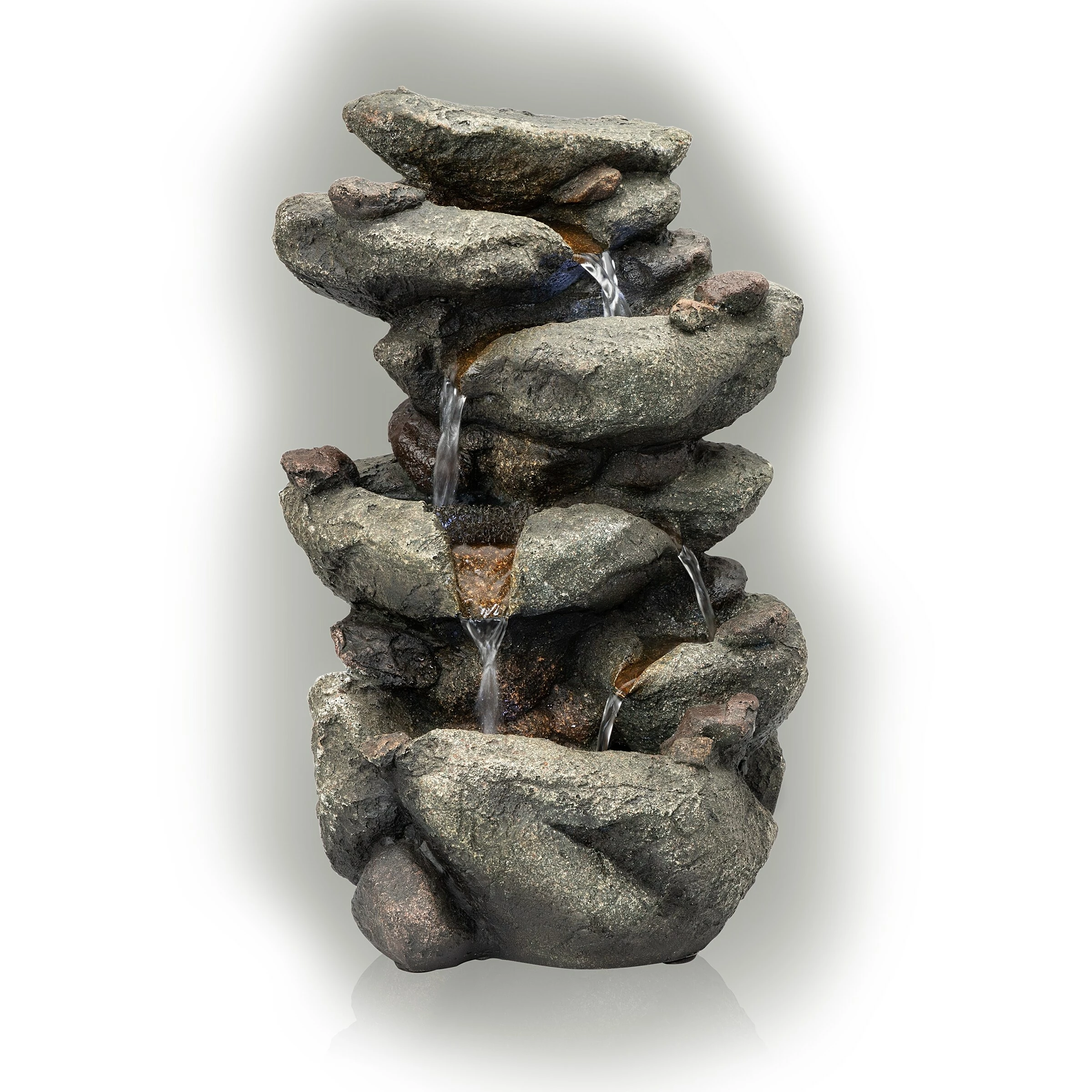 Brand new π Alpine Corporation 14" Tall Indoor/Outdoor Tiering Rainforest Rock Waterfall Tabletop Fountain With LED Lights π - Image 2