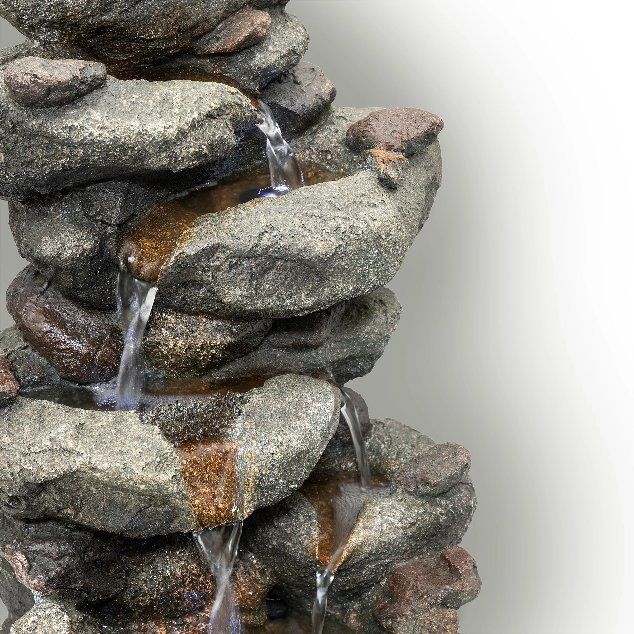 Brand new π Alpine Corporation 14" Tall Indoor/Outdoor Tiering Rainforest Rock Waterfall Tabletop Fountain With LED Lights π - Image 11
