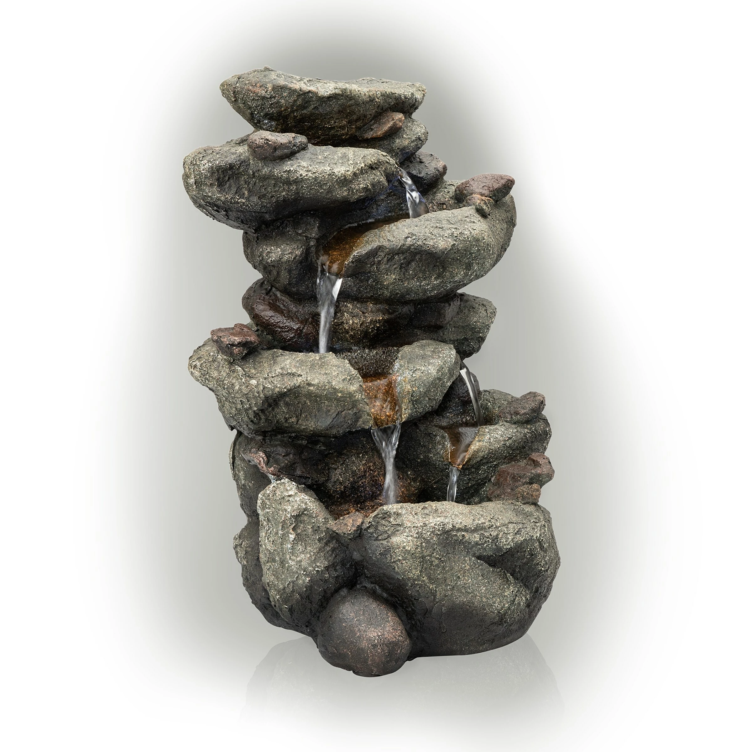 Brand new π Alpine Corporation 14" Tall Indoor/Outdoor Tiering Rainforest Rock Waterfall Tabletop Fountain With LED Lights π - Image 8