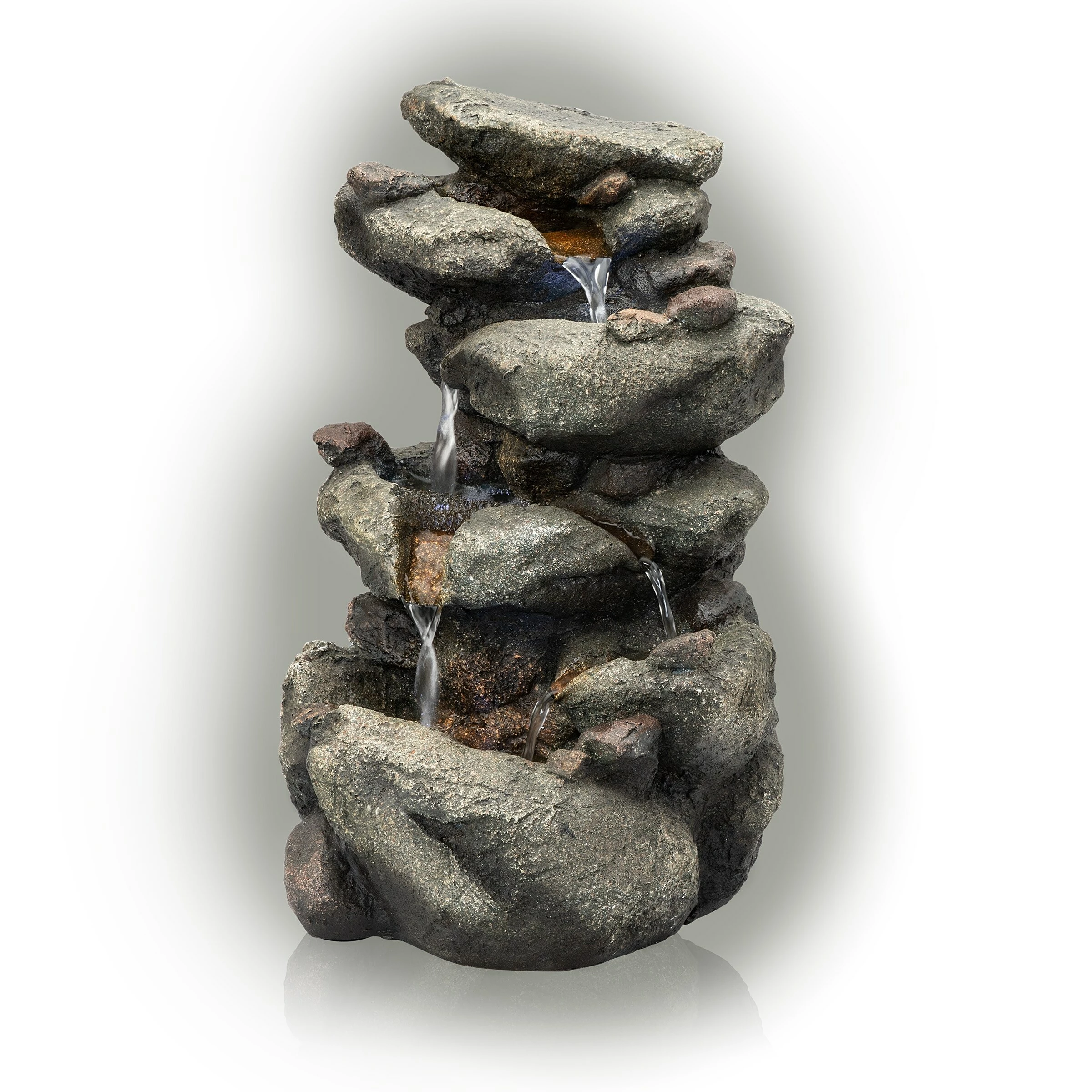 Brand new π Alpine Corporation 14" Tall Indoor/Outdoor Tiering Rainforest Rock Waterfall Tabletop Fountain With LED Lights π - Image 9