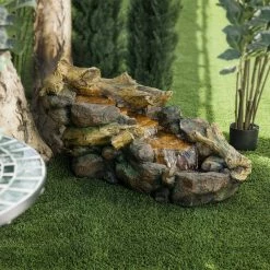 Top 10 😍 Alpine Corporation 41" Long Indoor/Outdoor River Rock And Log Fountain With LED Lights ⭐
