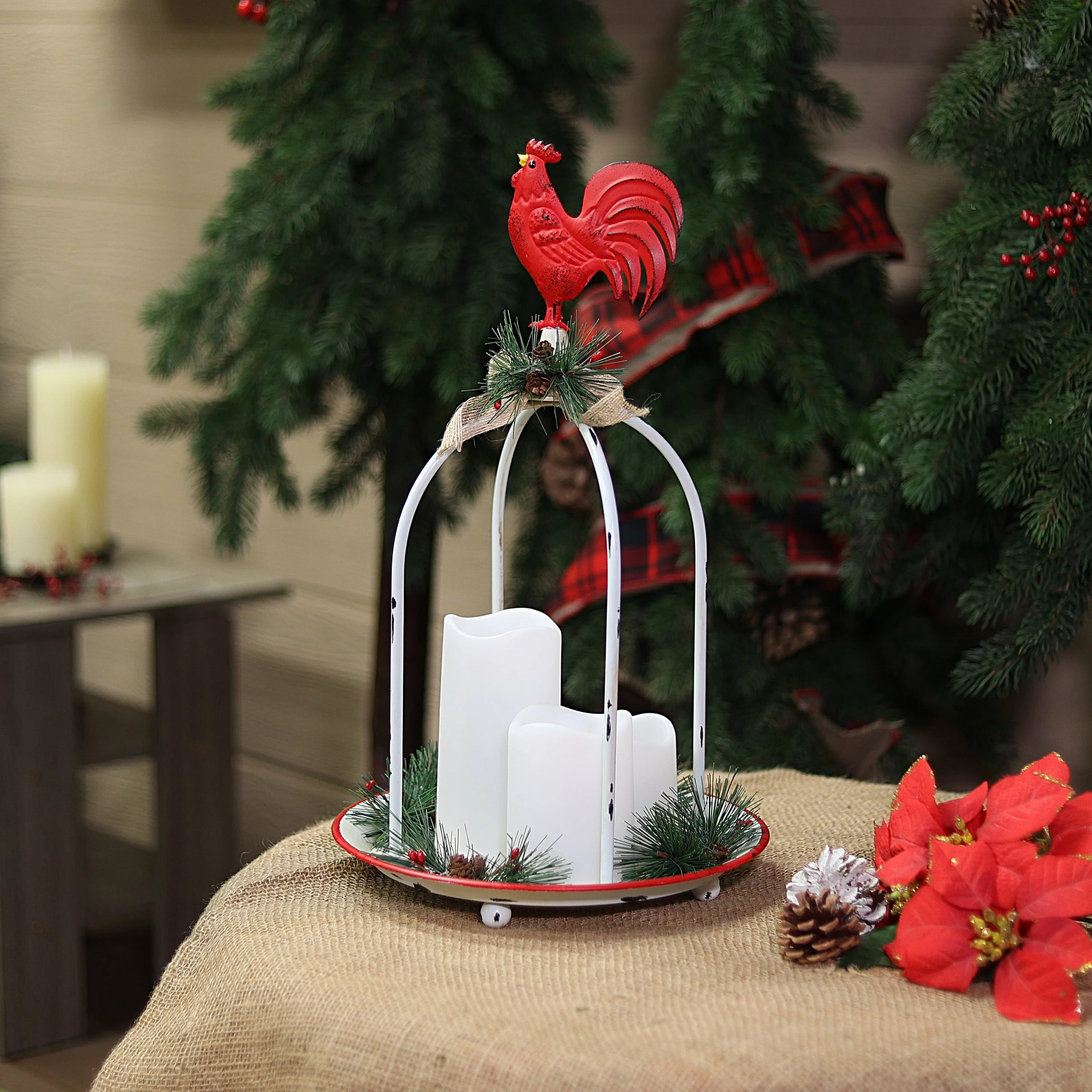 Discount π Alpine Corporation Rustic Metal Candle Decor With Rooster And Warm White LED Lights π― - Image 8