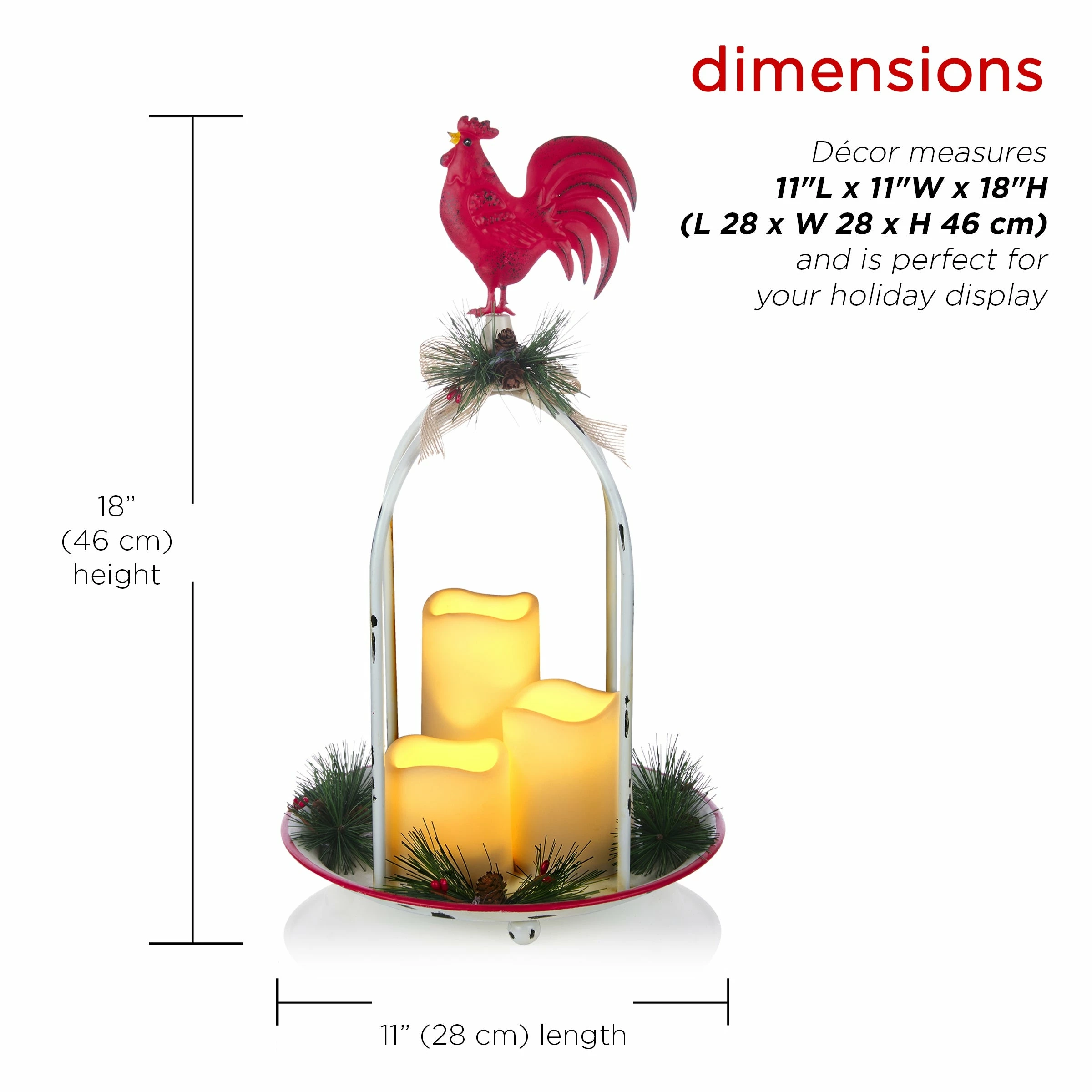 Discount π Alpine Corporation Rustic Metal Candle Decor With Rooster And Warm White LED Lights π― - Image 3