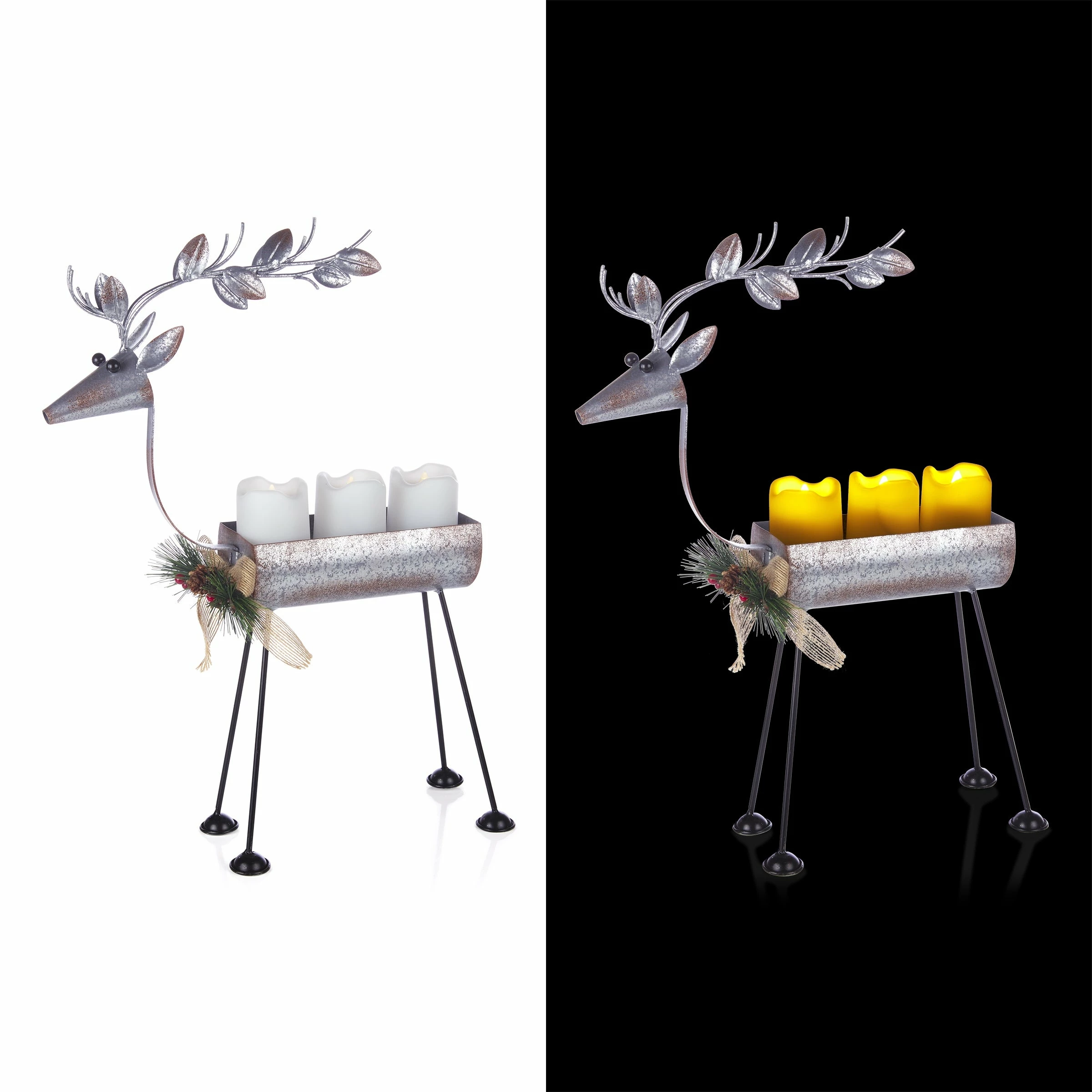 Brand new β Alpine Corporation Rustic Metal Deer Candle Decor With Warm White LED Lights β¨ - Image 2