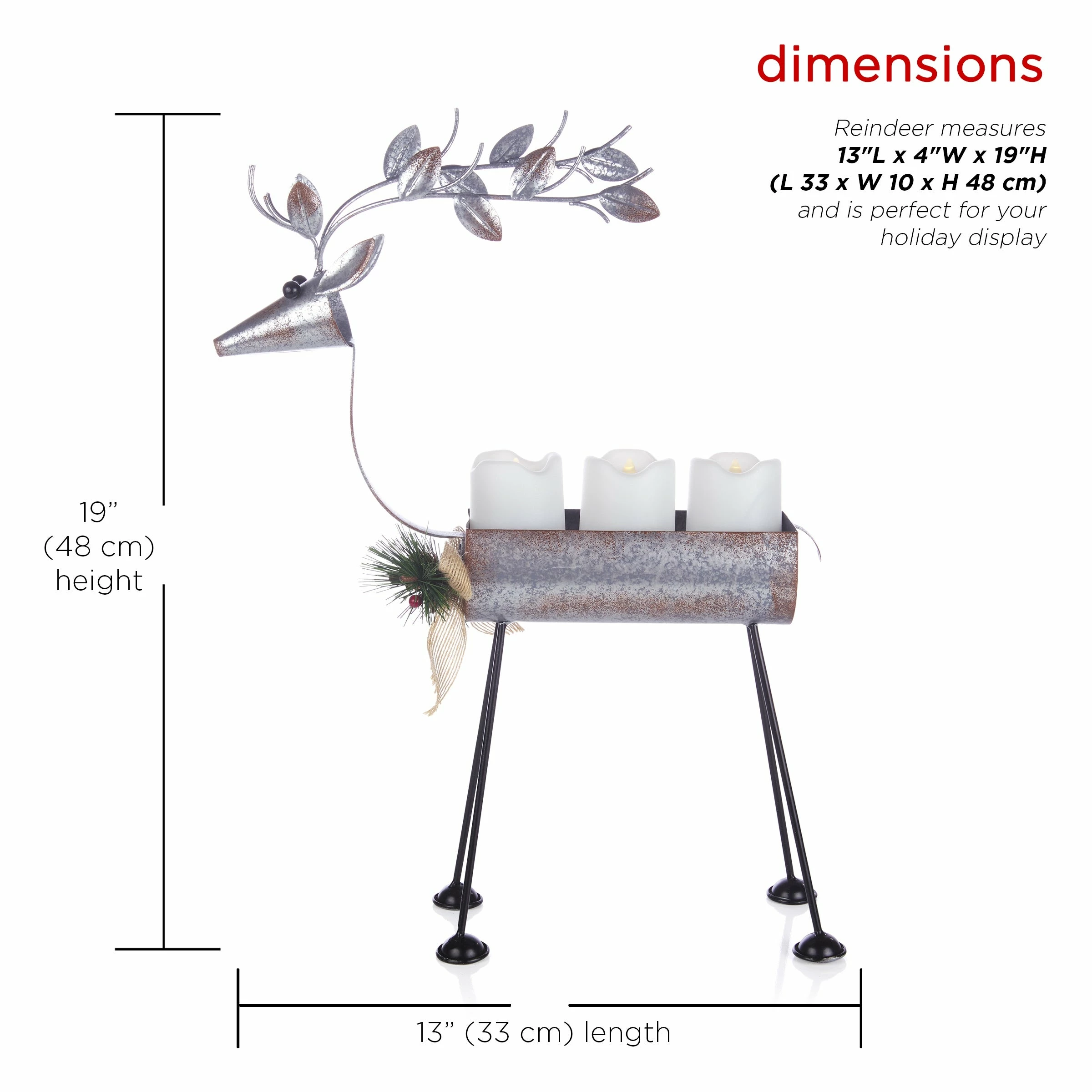 Brand new β Alpine Corporation Rustic Metal Deer Candle Decor With Warm White LED Lights β¨ - Image 3