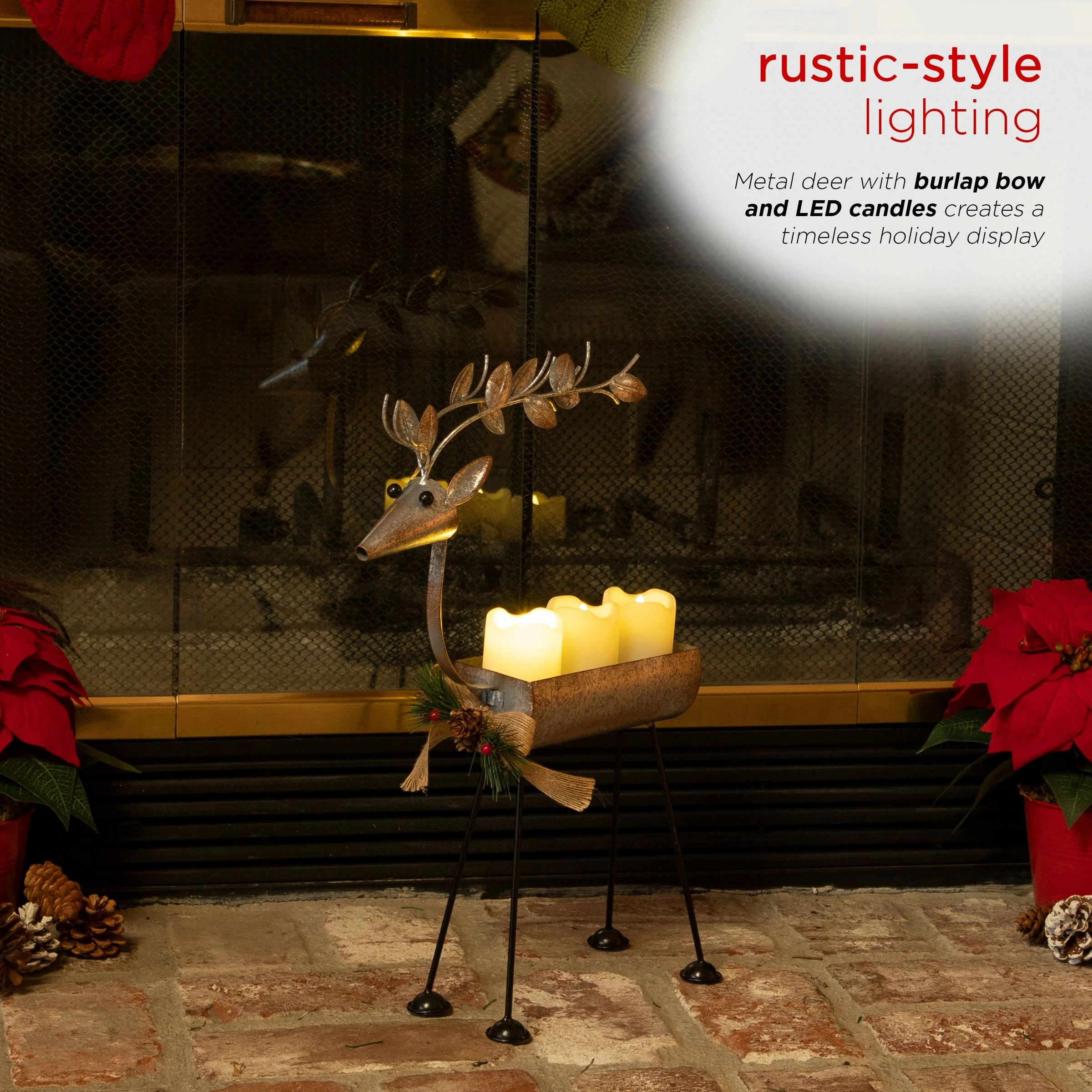 Brand new β Alpine Corporation Rustic Metal Deer Candle Decor With Warm White LED Lights β¨ - Image 4