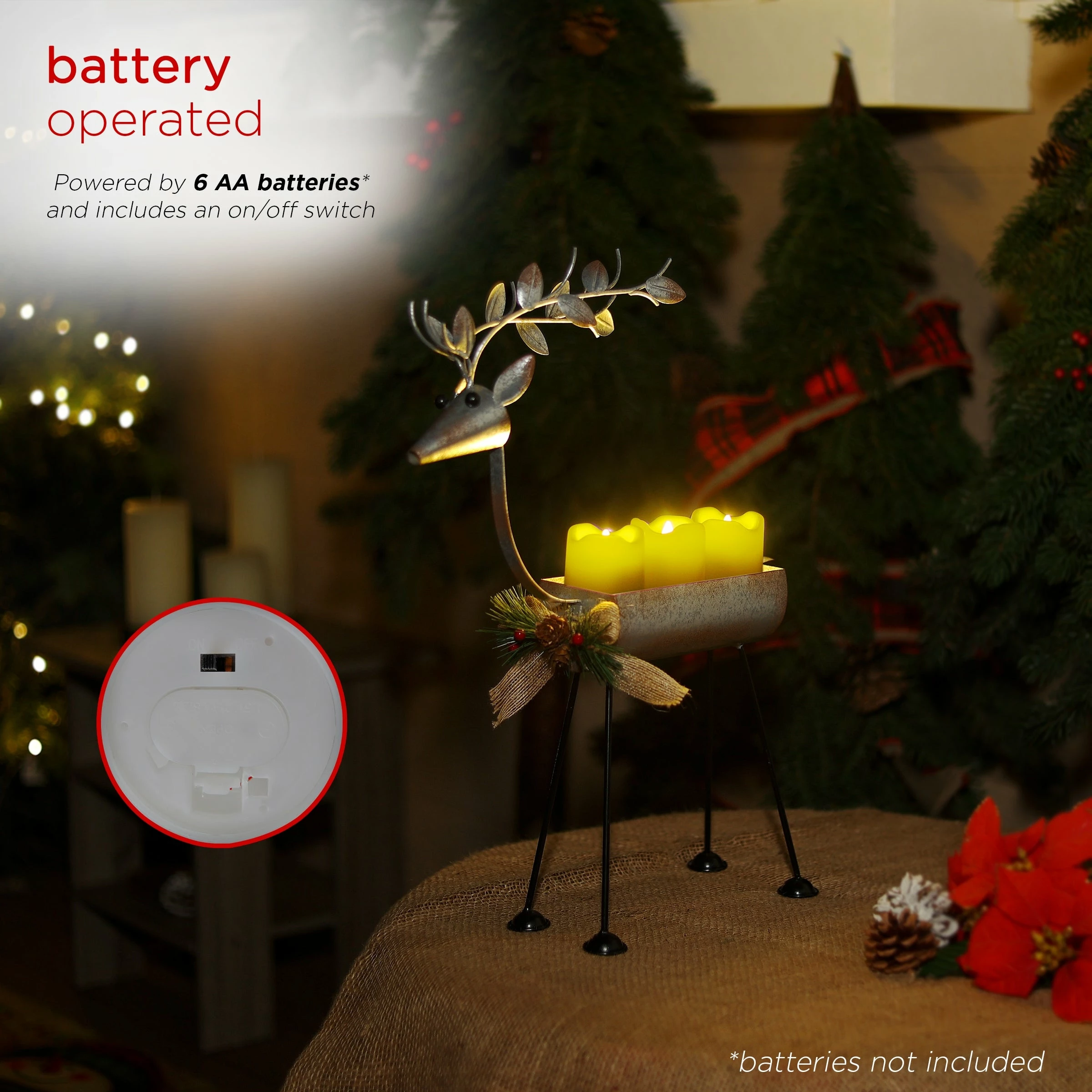 Brand new β Alpine Corporation Rustic Metal Deer Candle Decor With Warm White LED Lights β¨ - Image 6