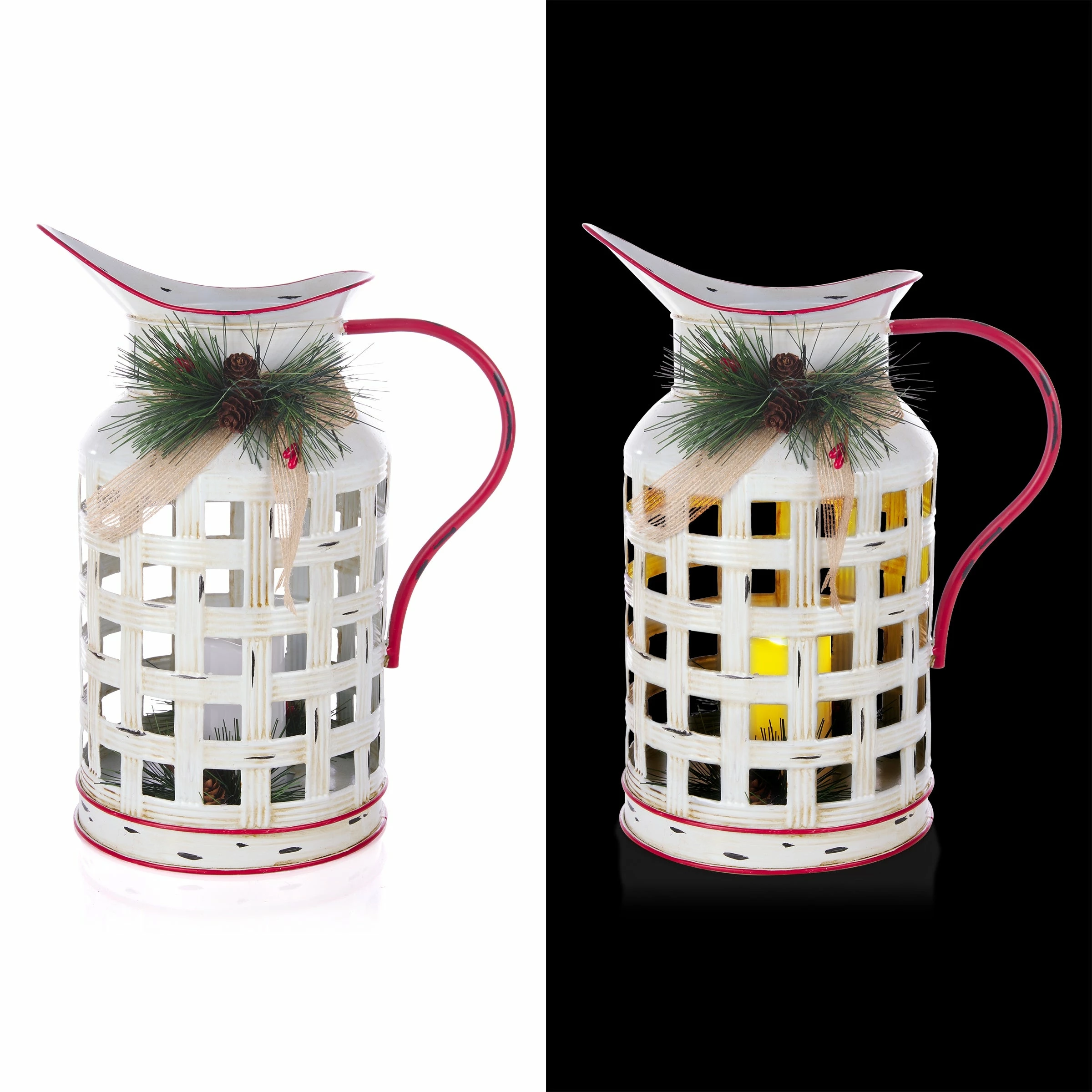 Cheapest ๐ Alpine Corporation Rustic Metal Pitcher Candle Dรฉcor With Warm White LED Lights โ - Image 2