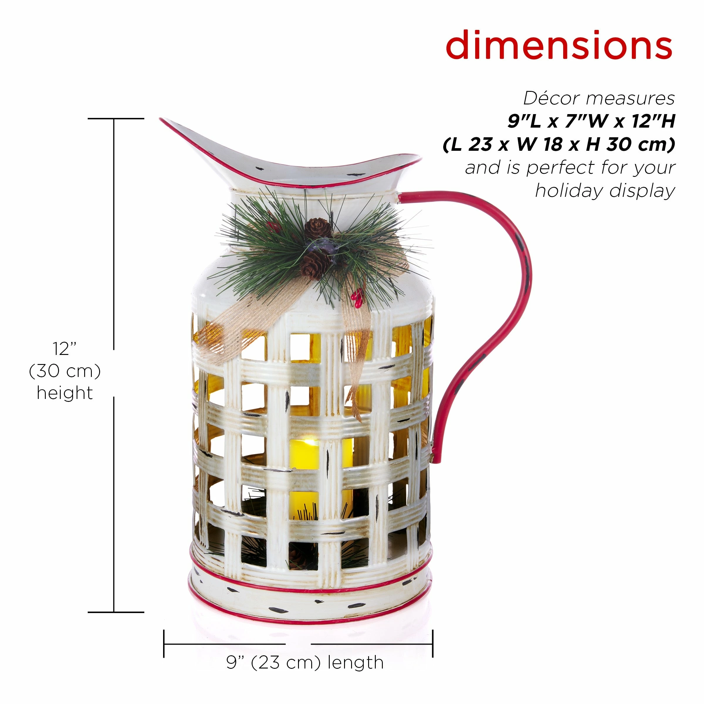 Cheapest ๐ Alpine Corporation Rustic Metal Pitcher Candle Dรฉcor With Warm White LED Lights โ - Image 3