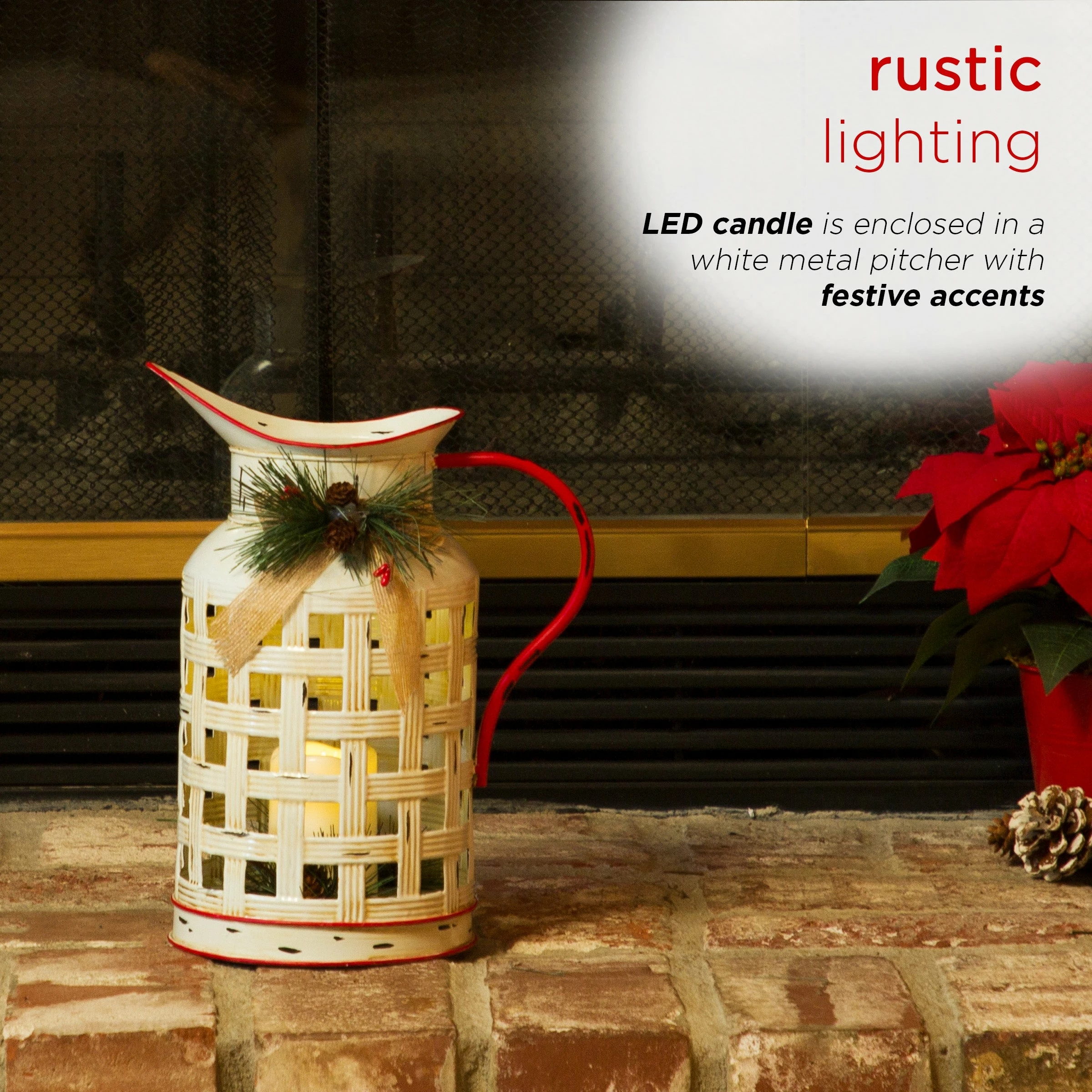 Cheapest ๐ Alpine Corporation Rustic Metal Pitcher Candle Dรฉcor With Warm White LED Lights โ - Image 4