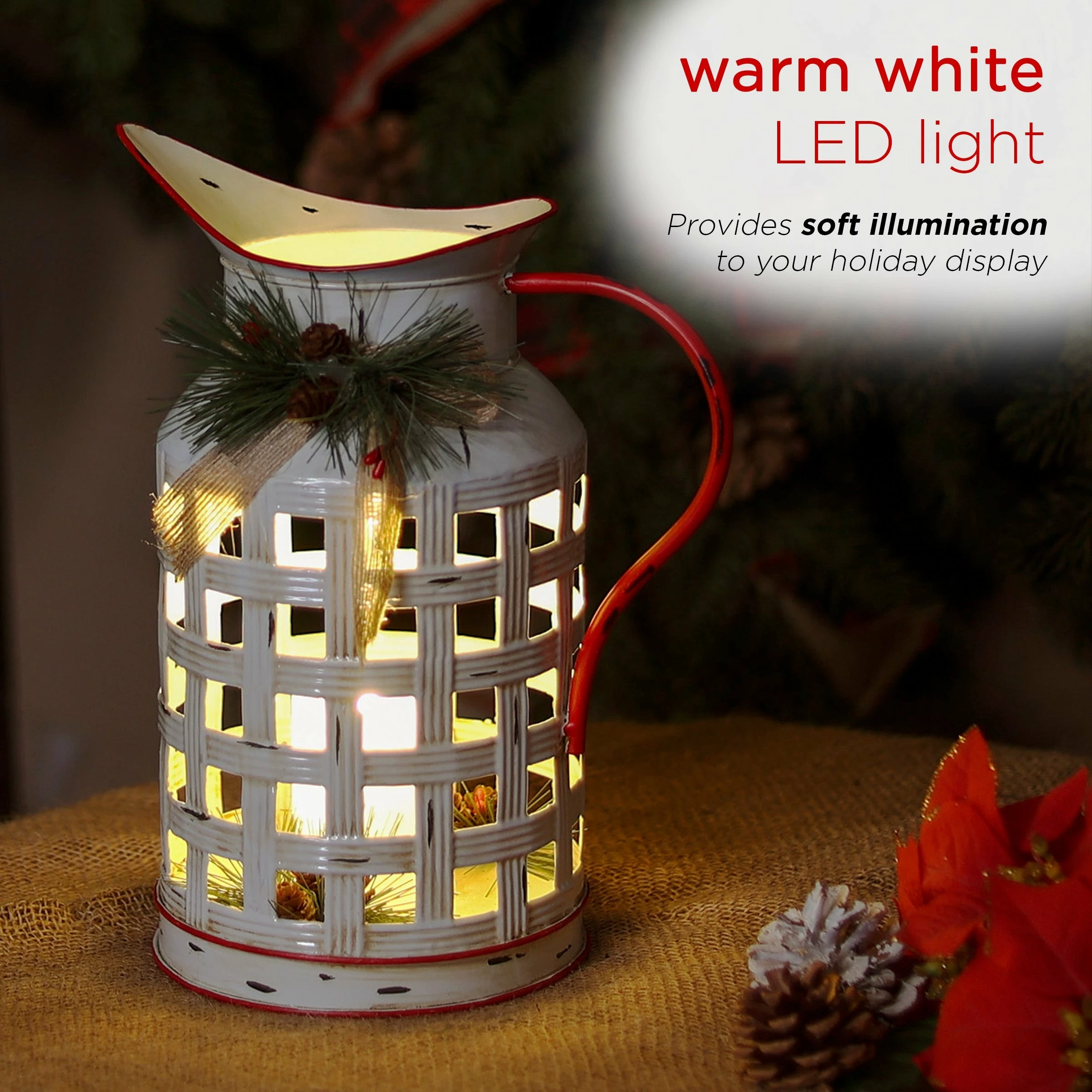 Cheapest ๐ Alpine Corporation Rustic Metal Pitcher Candle Dรฉcor With Warm White LED Lights โ - Image 5