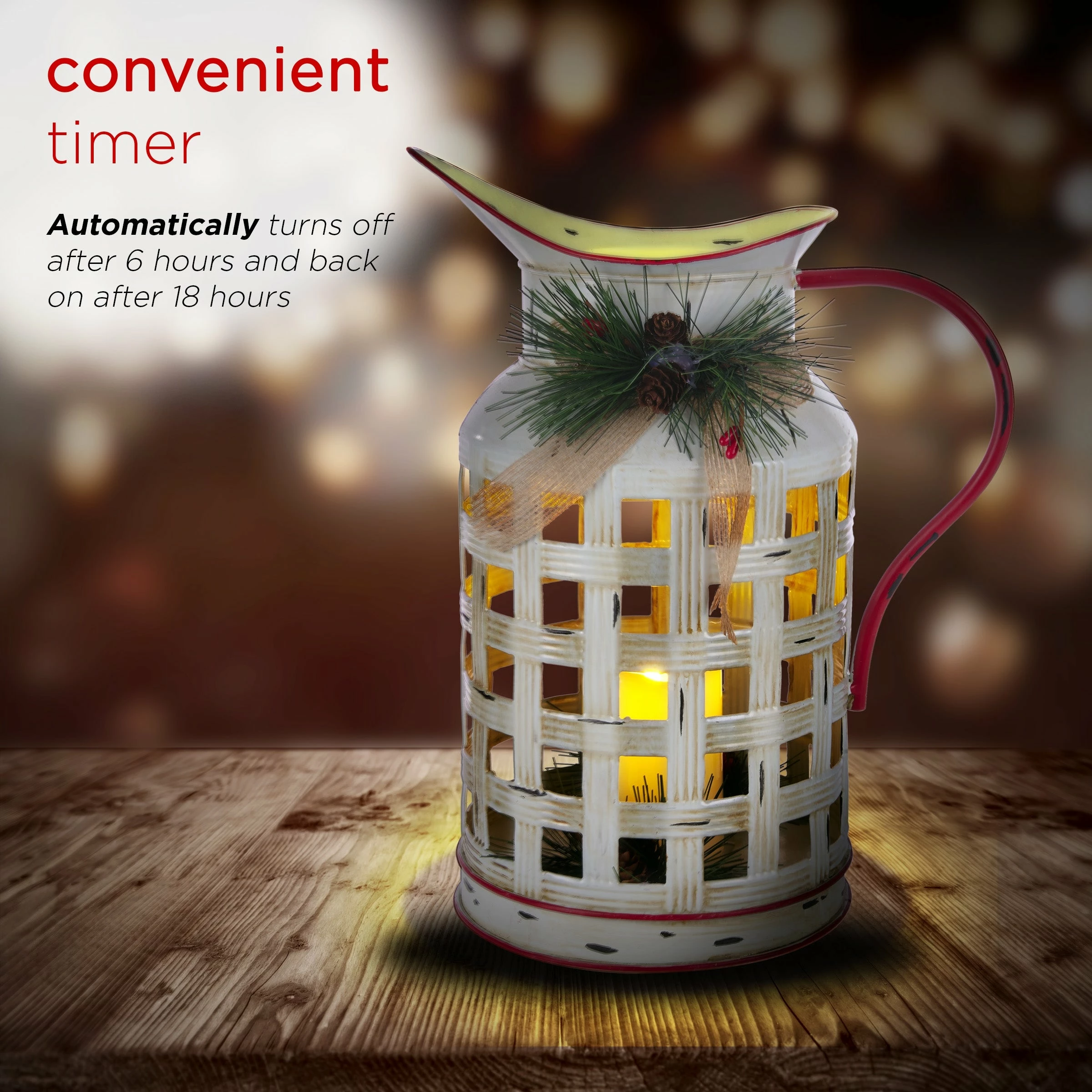 Cheapest ๐ Alpine Corporation Rustic Metal Pitcher Candle Dรฉcor With Warm White LED Lights โ - Image 7