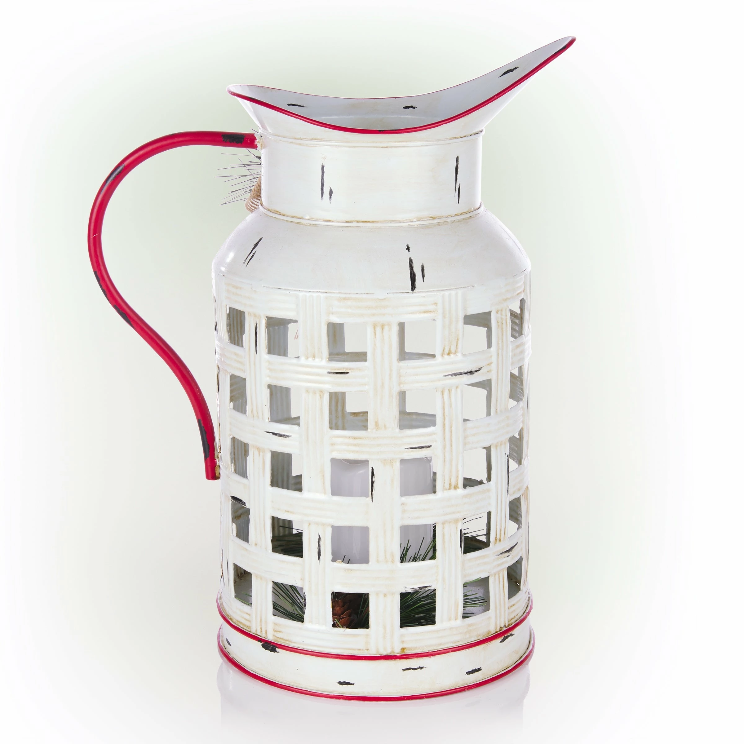 Cheapest ๐ Alpine Corporation Rustic Metal Pitcher Candle Dรฉcor With Warm White LED Lights โ - Image 9