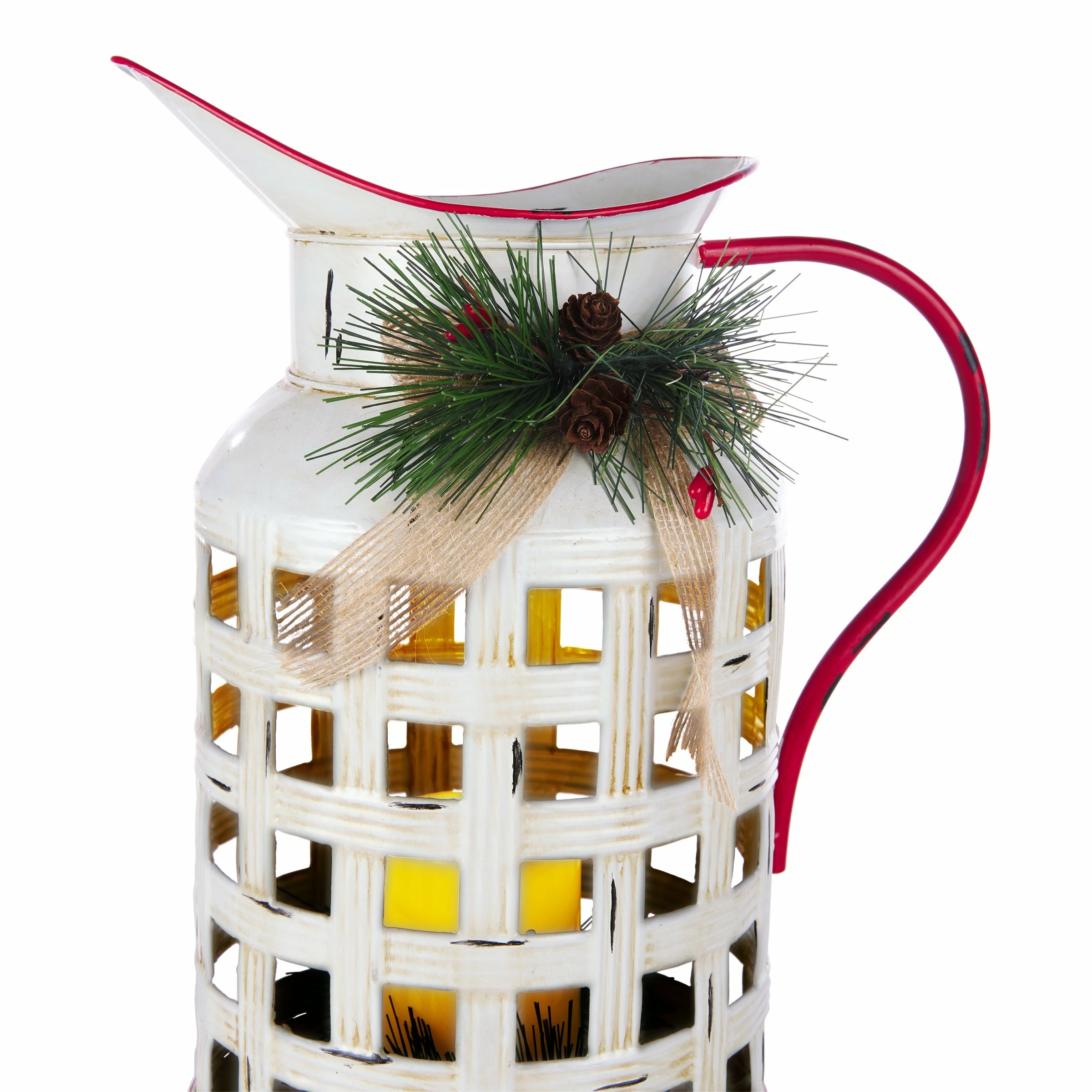 Cheapest ๐ Alpine Corporation Rustic Metal Pitcher Candle Dรฉcor With Warm White LED Lights โ - Image 10