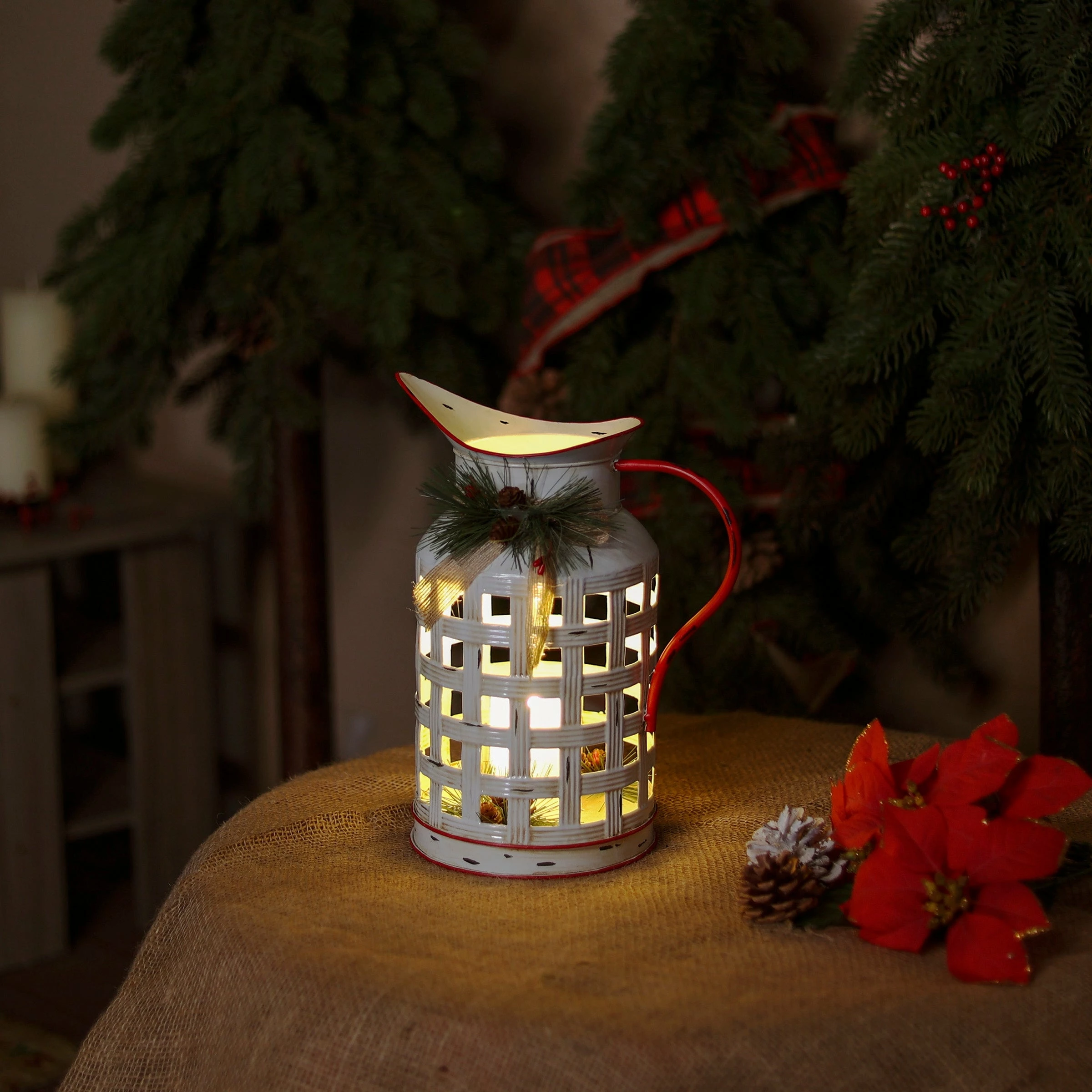 Cheapest ๐ Alpine Corporation Rustic Metal Pitcher Candle Dรฉcor With Warm White LED Lights โ