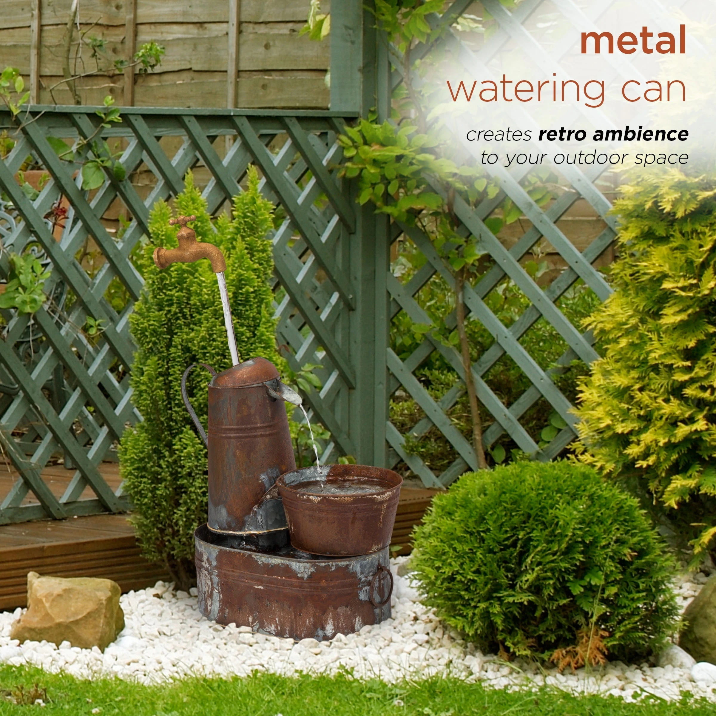 New 𧨠Alpine Corporation 34" Tall Outdoor Rustic Watering Can Fountain 𧨠- Image 6