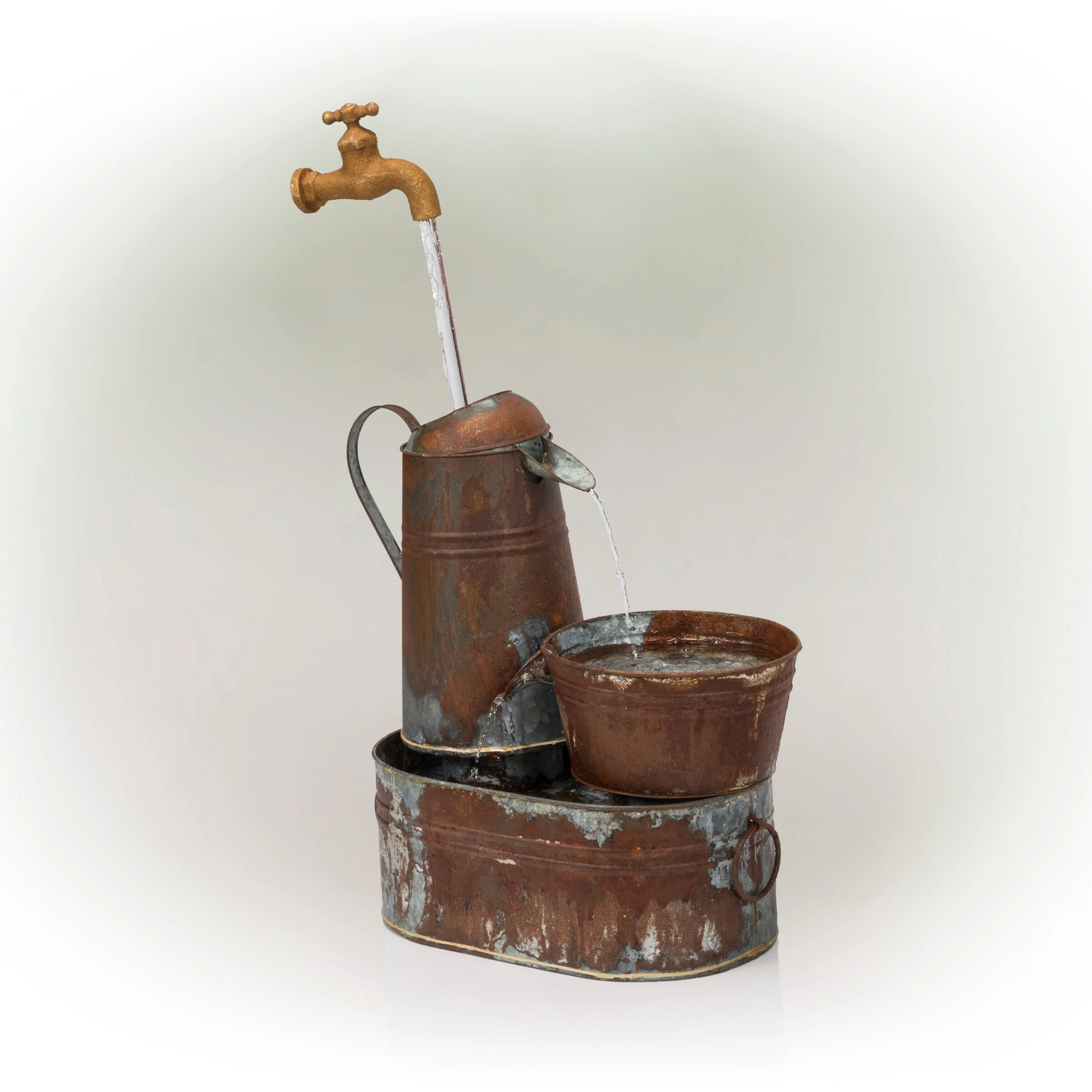 New 𧨠Alpine Corporation 34" Tall Outdoor Rustic Watering Can Fountain 𧨠- Image 8
