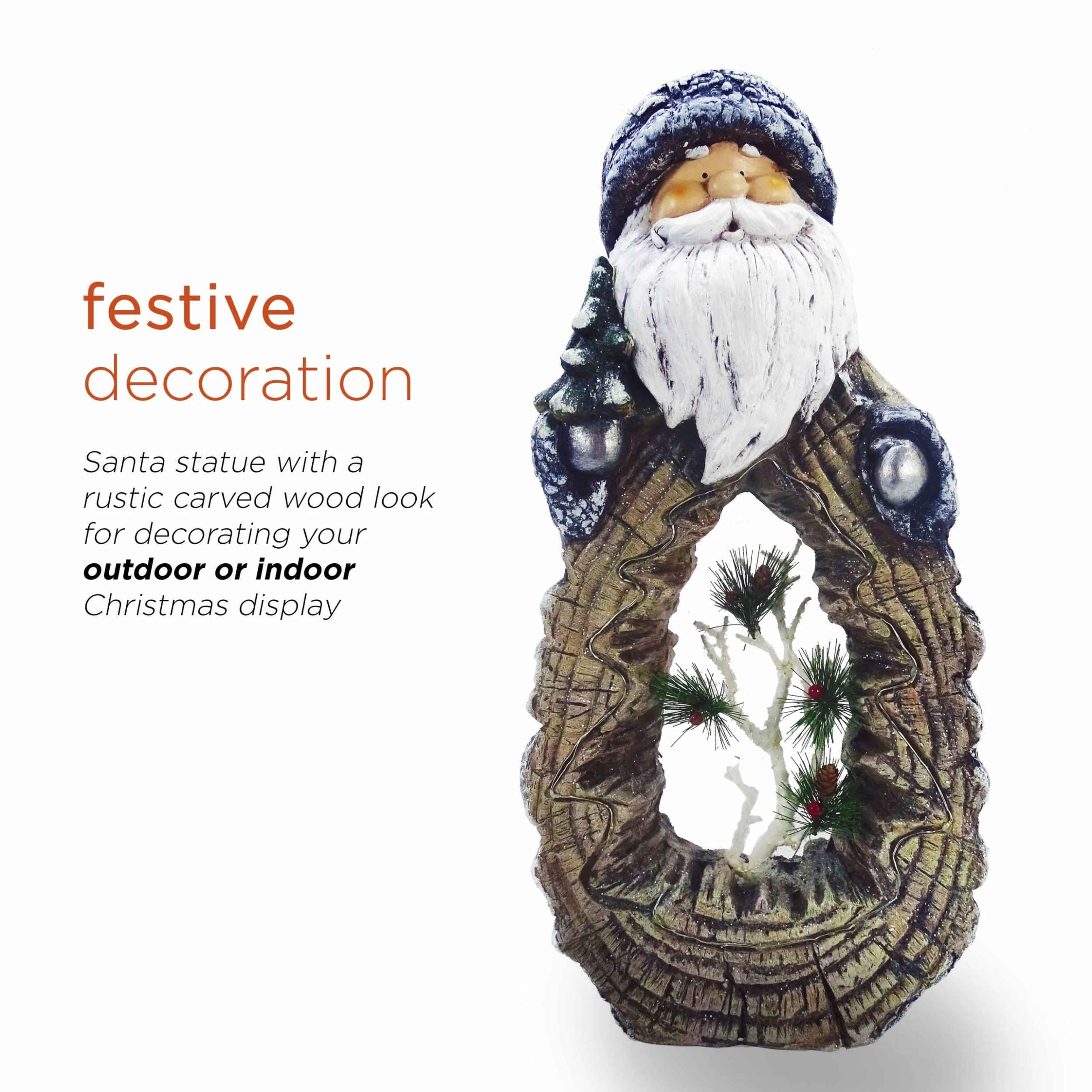 Budget π₯ Alpine Corporation 21"H Indoor/Outdoor π
Christmas Statue With Carved Wood Look And LED Lights White β¨ - Image 6