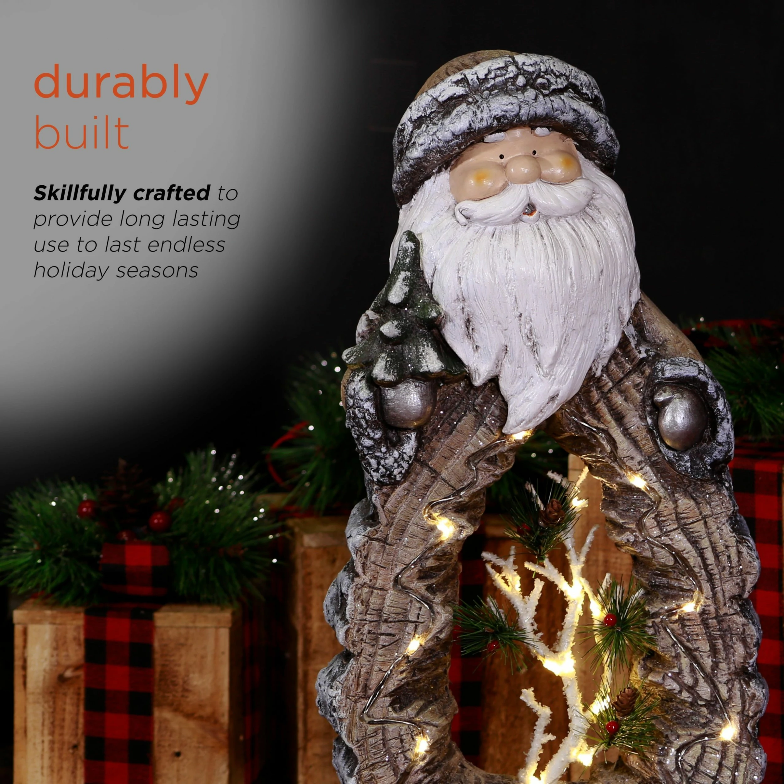 Budget π₯ Alpine Corporation 21"H Indoor/Outdoor π
Christmas Statue With Carved Wood Look And LED Lights White β¨ - Image 7