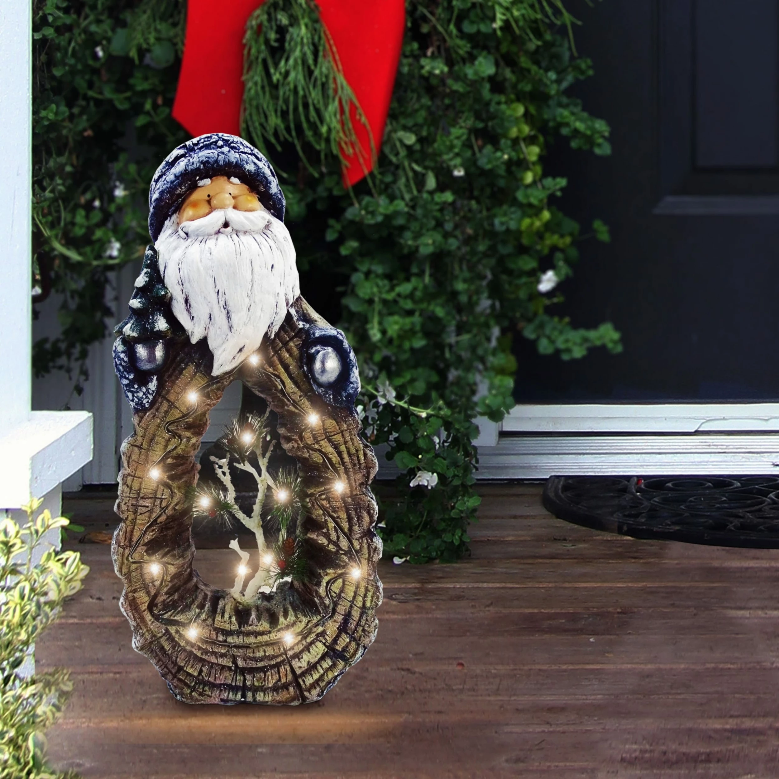 Budget π₯ Alpine Corporation 21"H Indoor/Outdoor π
Christmas Statue With Carved Wood Look And LED Lights White β¨