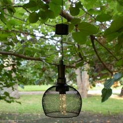 New ❤️ Alpine Corporation 10" Tall Hanging Solar Powered Outdoor Mesh Lantern With LED Lights, Black 😍