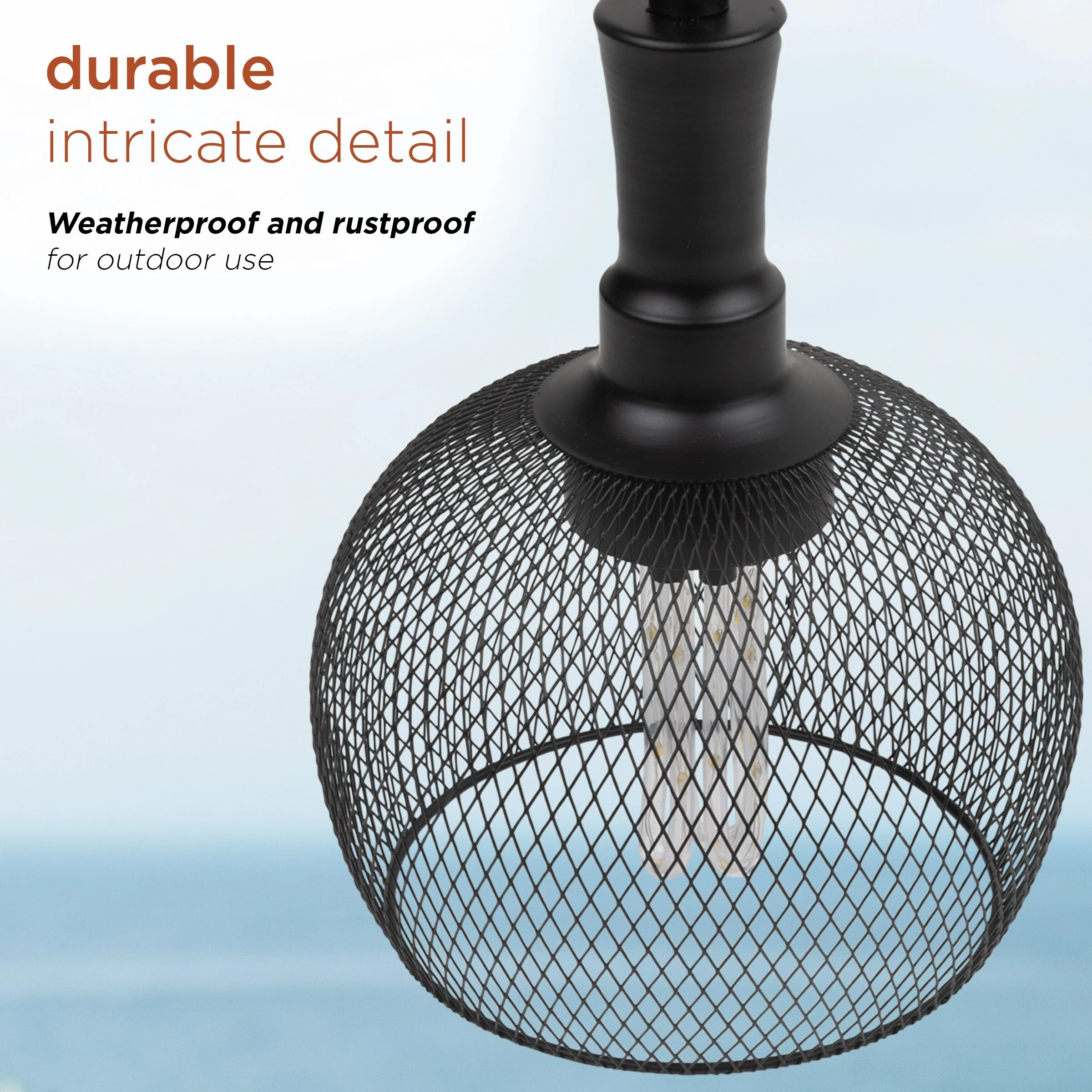 New β€οΈ Alpine Corporation 10" Tall Hanging Solar Powered Outdoor Mesh Lantern With LED Lights, Black π - Image 7