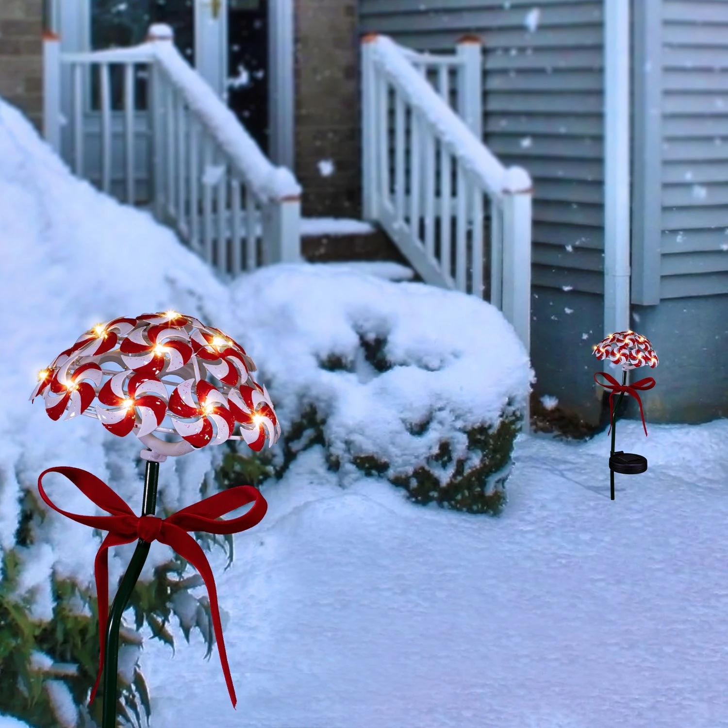 Deals π₯ Alpine Corporation 20"H Outdoor π Christmas Solar π¬ Candy Cane Lawn Stakes With LED Lights, Red/White (Set Of 2) π₯